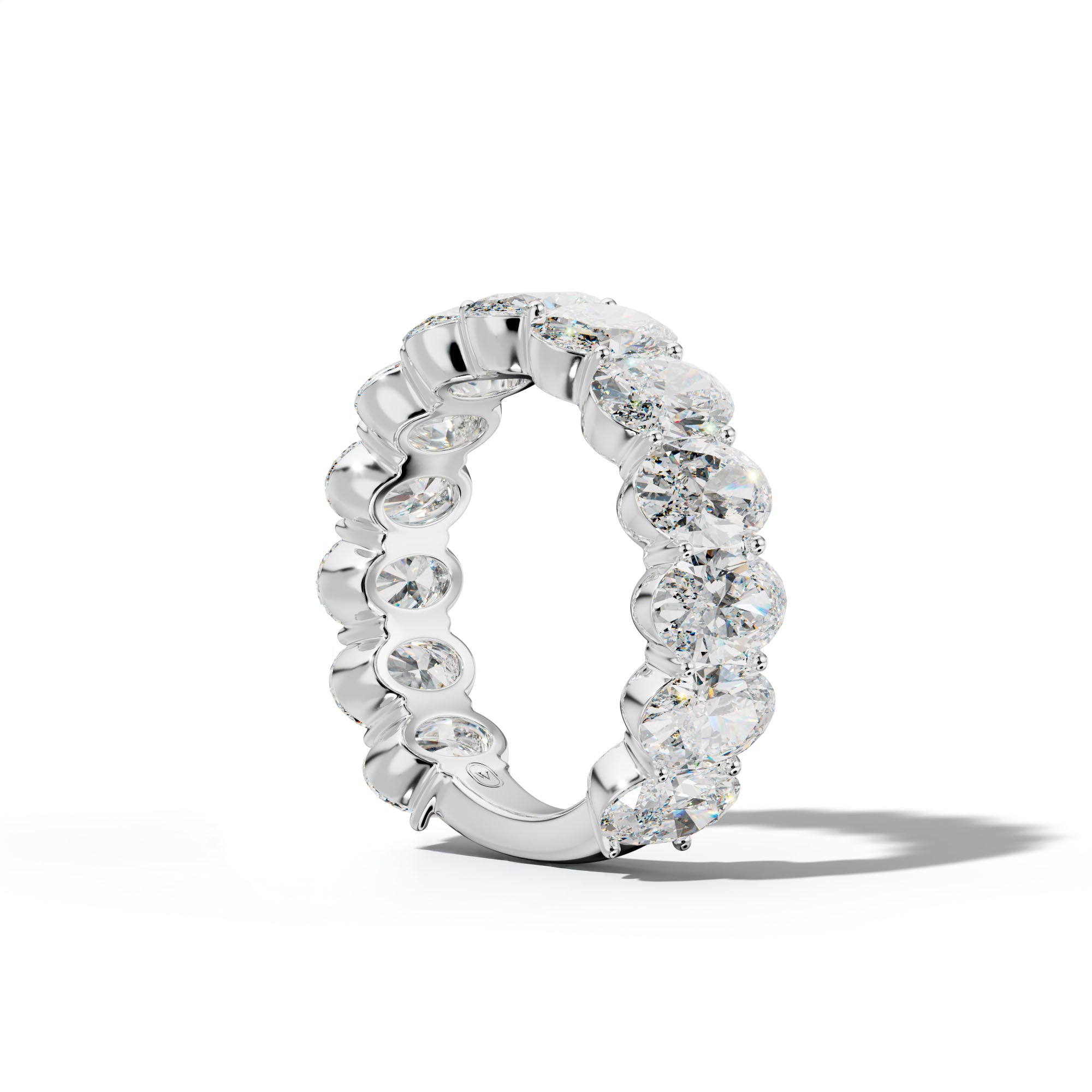 6.0 Carat Oval Diamond 3/4 Anniversary Band Shared Prong  Low-Set Design