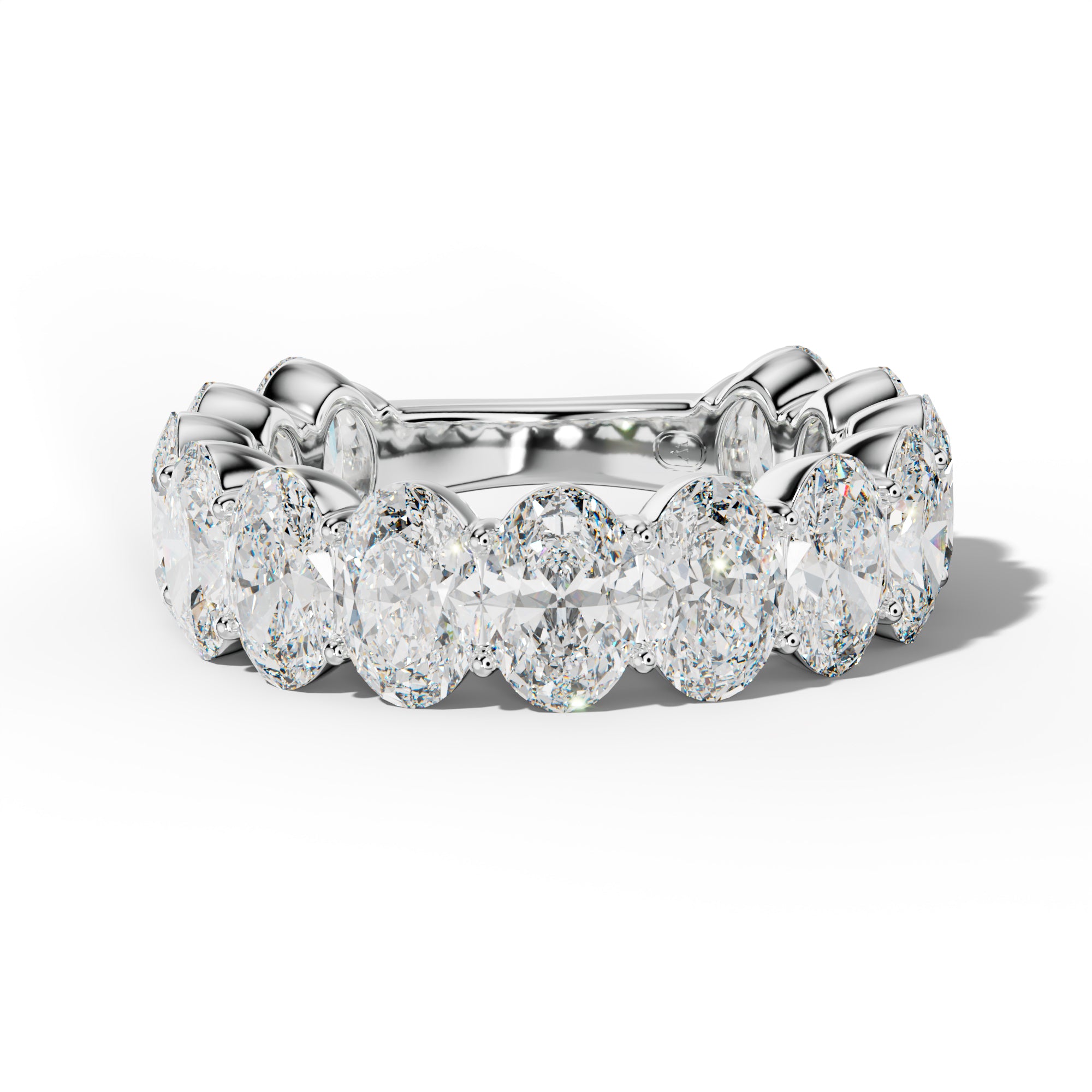 6.0 Carat Oval Diamond 3/4 Anniversary Band Shared Prong  Low-Set Design