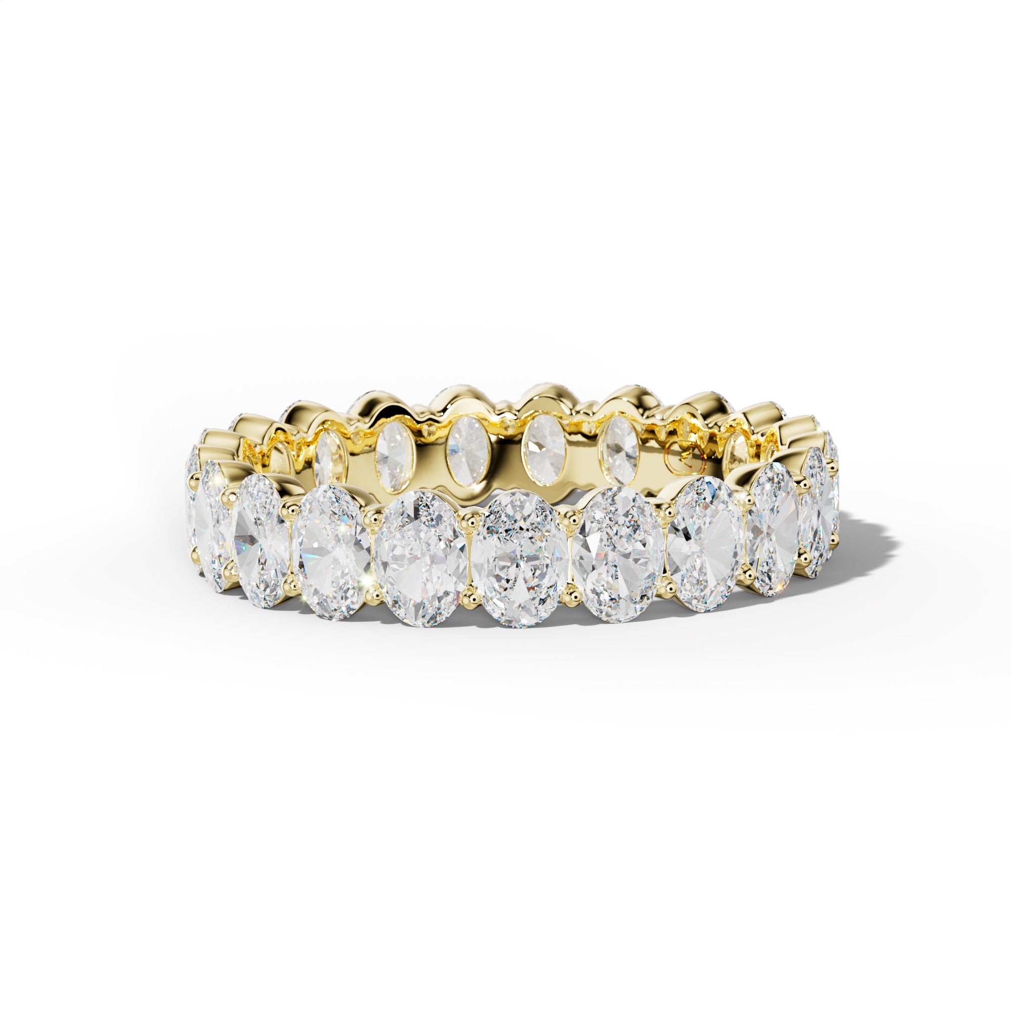 4.0 Carat Oval Diamond Eternity Band Shared Prong  Low-Set Design
