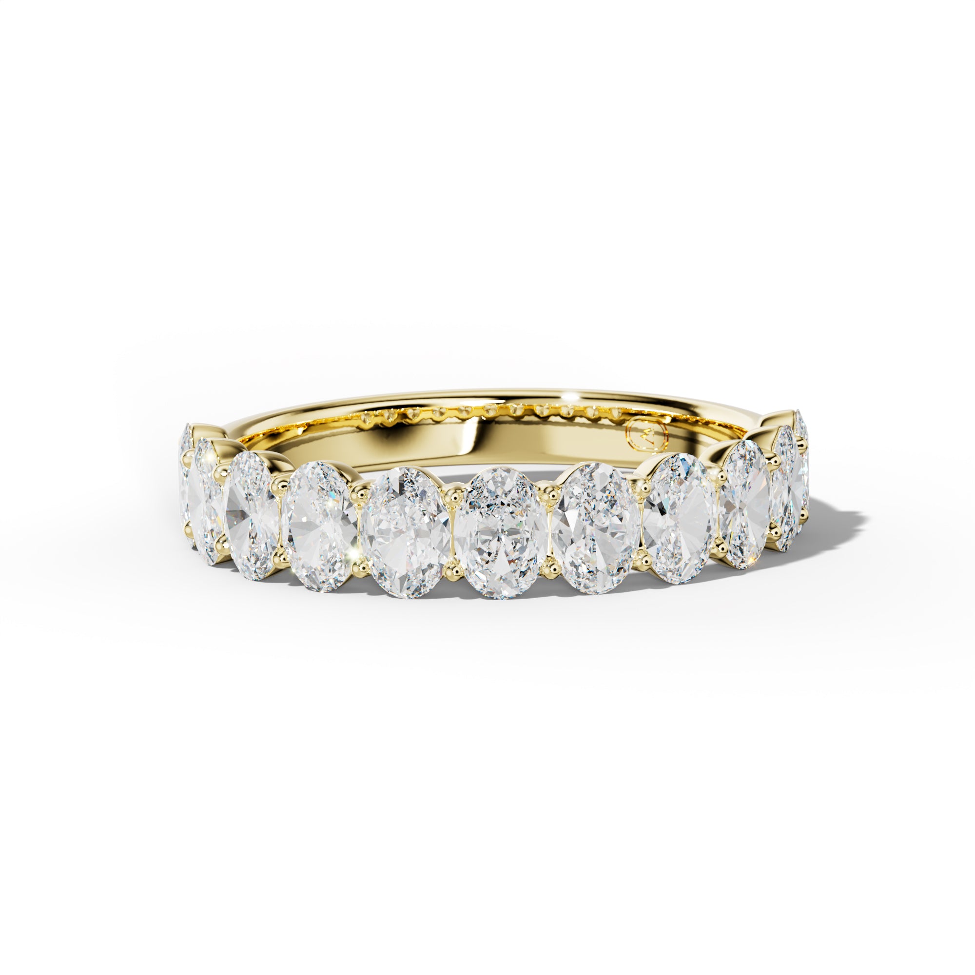2.0 Carat Oval Diamond Half Anniversary Band Shared Prong  Low-Set Design