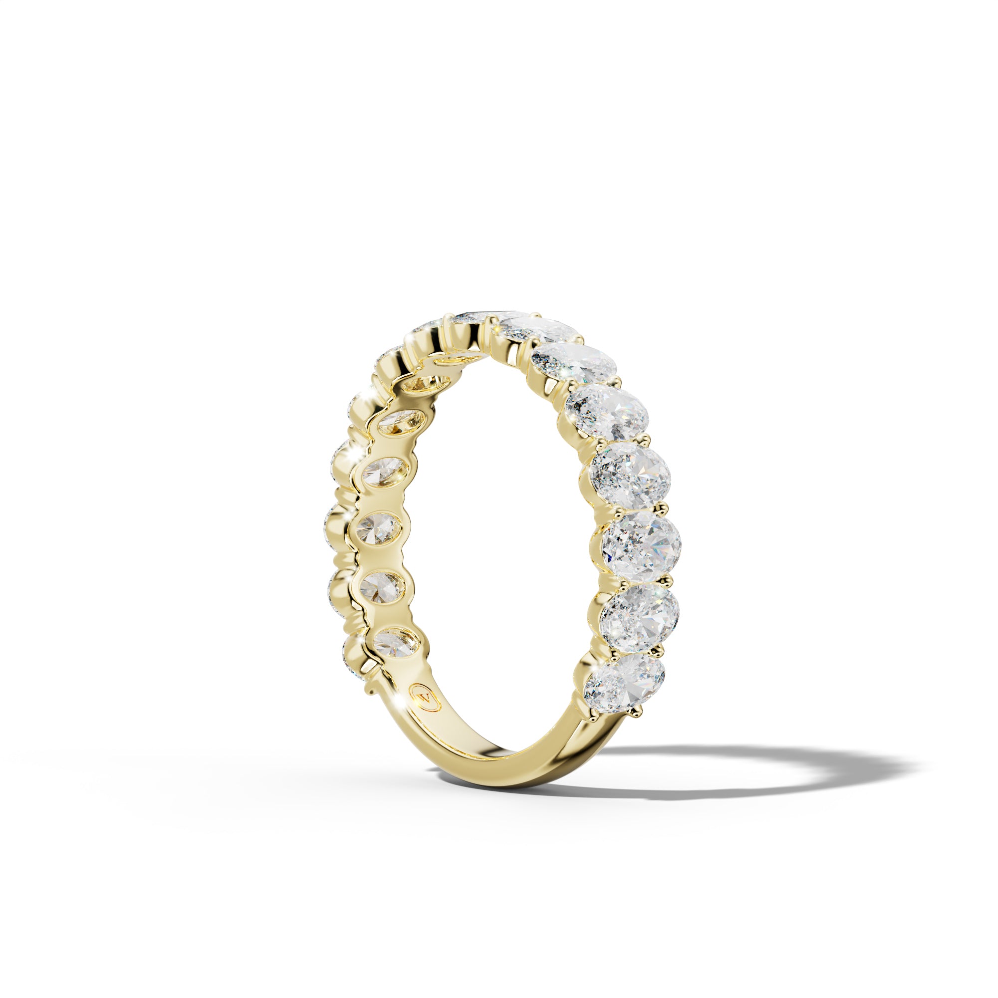 3.0 Carat Oval Diamond 3/4 Anniversary Band Shared Prong  Low-Set Design