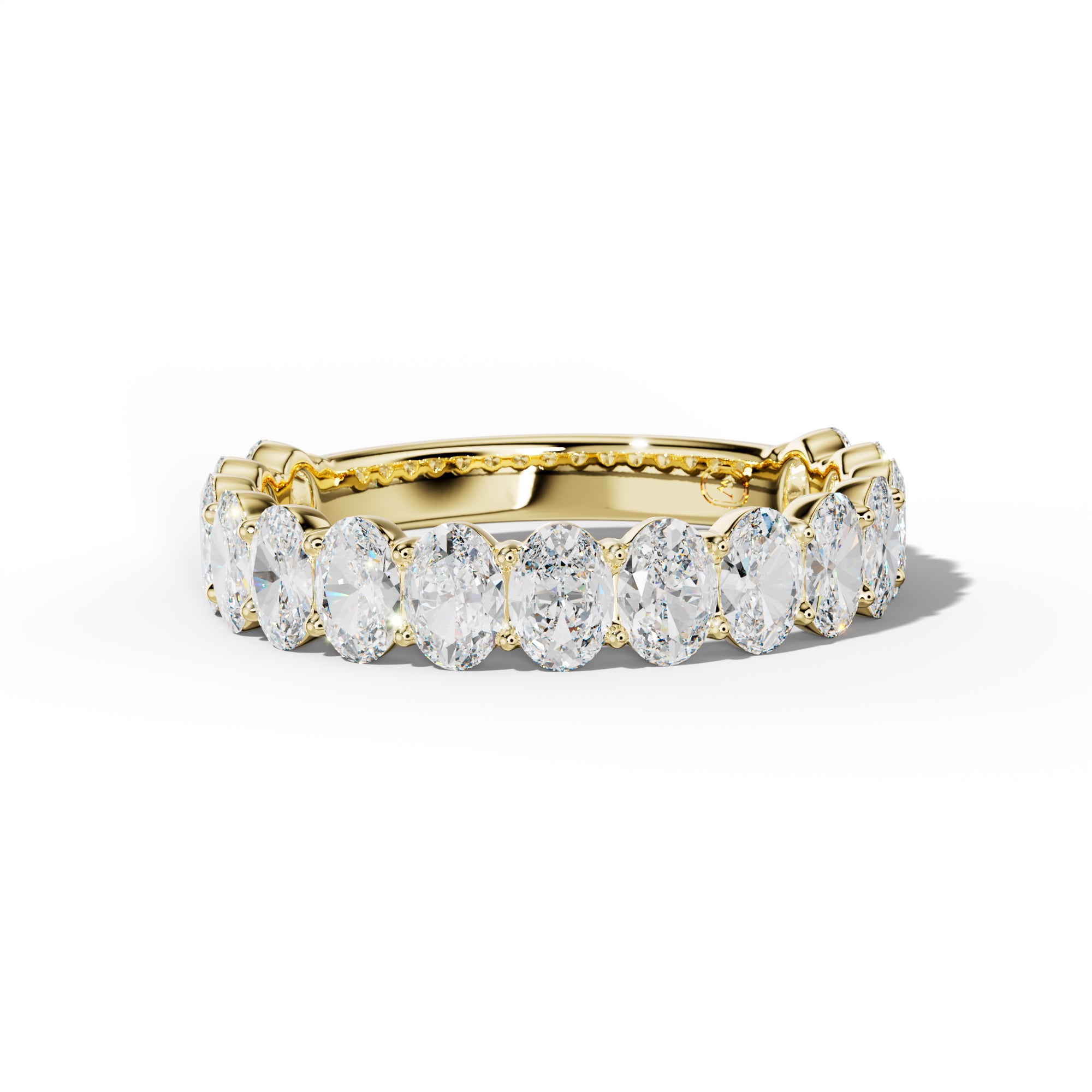 3.0 Carat Oval Diamond 3/4 Anniversary Band Shared Prong  Low-Set Design