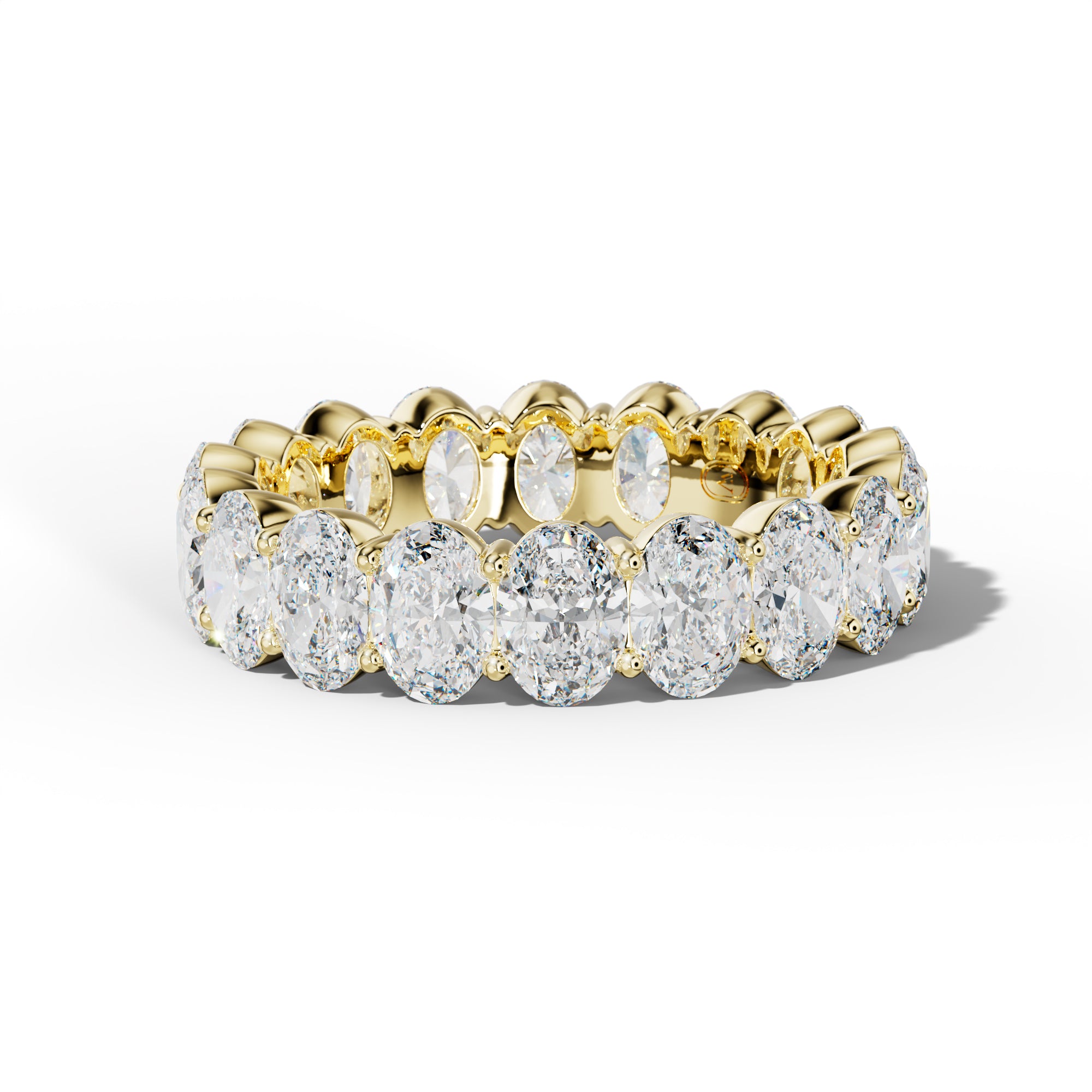 5.0 Carat Oval Diamond Eternity Band Shared Prong  Low-Set Design
