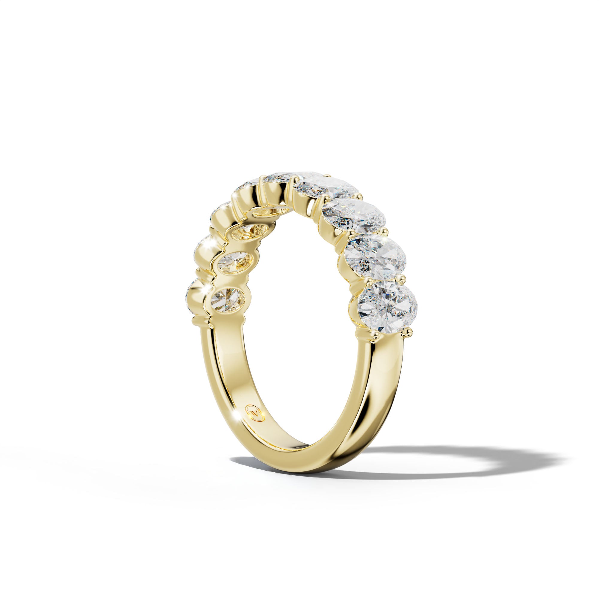3.0 Carat Oval Diamond Half Anniversary Band Shared Prong  Low-Set Design