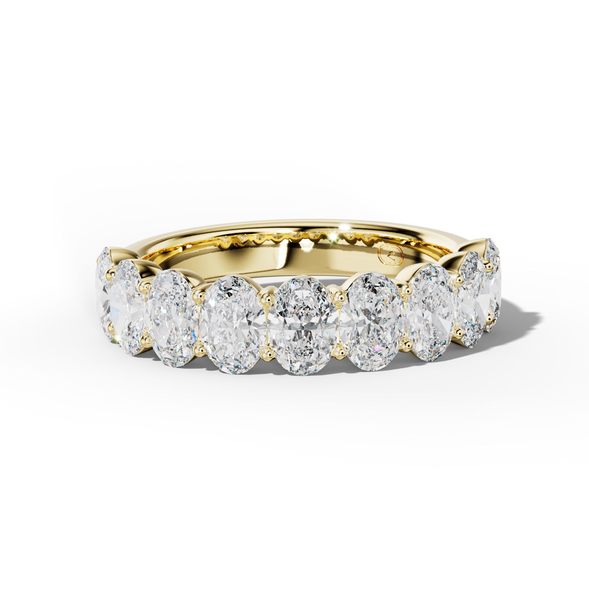 3.0 Carat Oval Diamond Half Anniversary Band Shared Prong  Low-Set Design