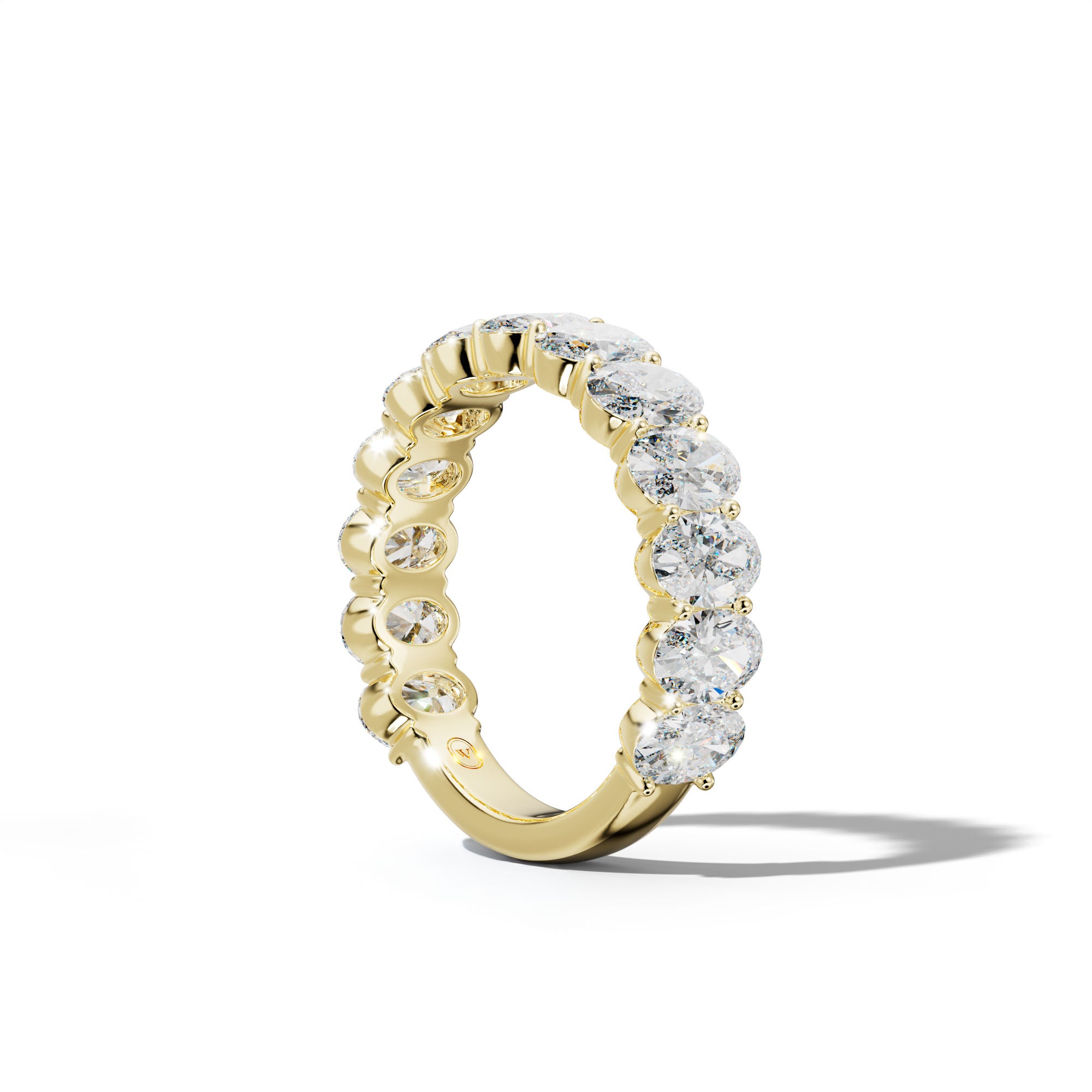 4.0 Carat Oval Diamond 3/4 Anniversary Band Shared Prong  Low-Set Design