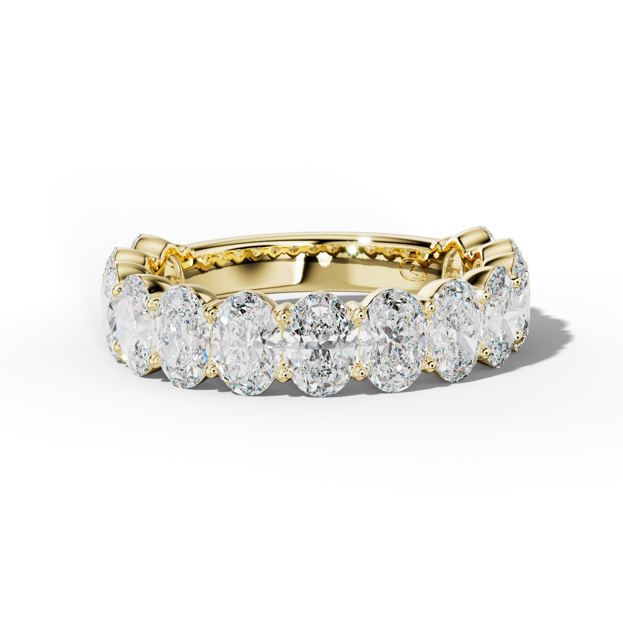 4.0 Carat Oval Diamond 3/4 Anniversary Band Shared Prong  Low-Set Design
