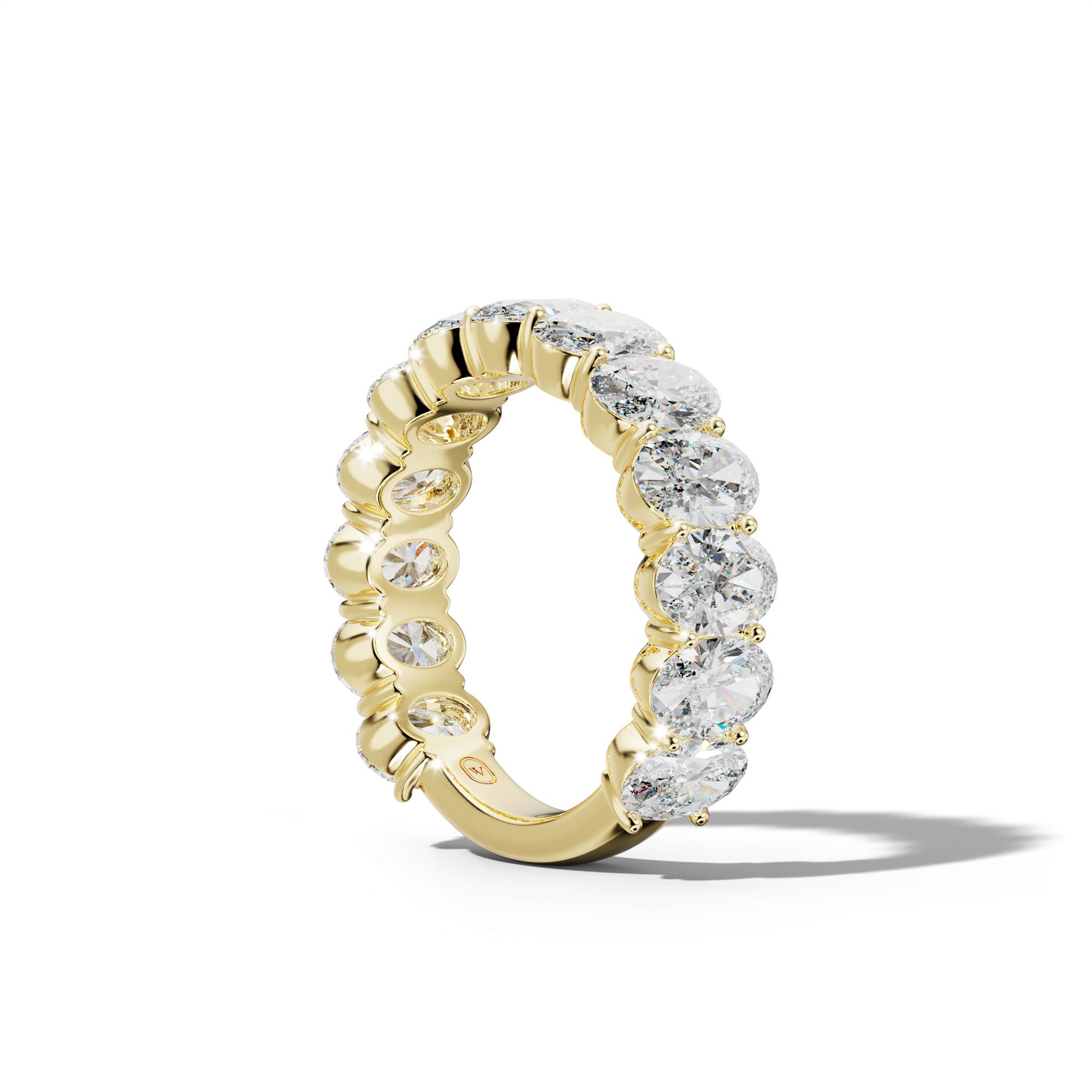 5.0 Carat Oval Diamond 3/4 Anniversary Band Shared Prong  Low-Set Design