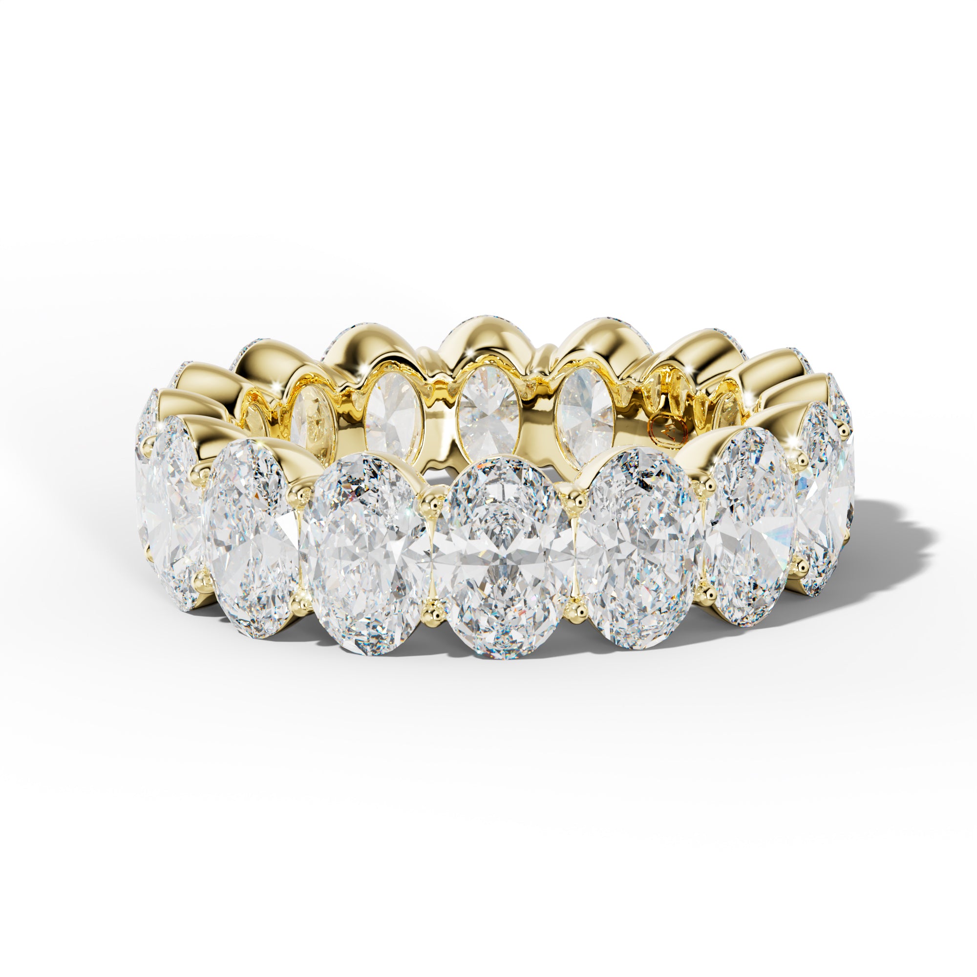 7.0 Carat Oval Diamond Eternity Band Shared Prong  Low-Set Design