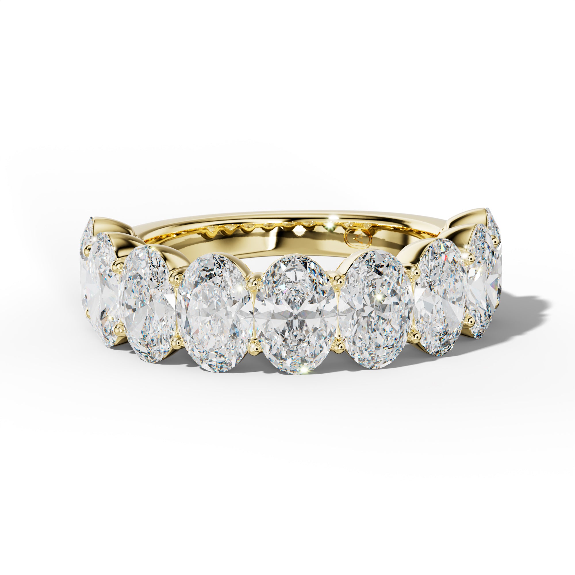 5.0 Carat Oval Diamond Half Anniversary  Band Shared Prong  Low-Set Design