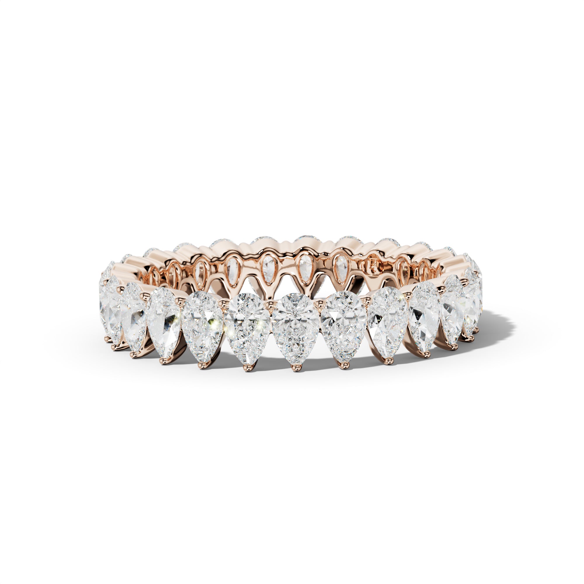 3.0 Carat Pear Shape Diamond Eternity Band Shared Prong  Low-Set Design