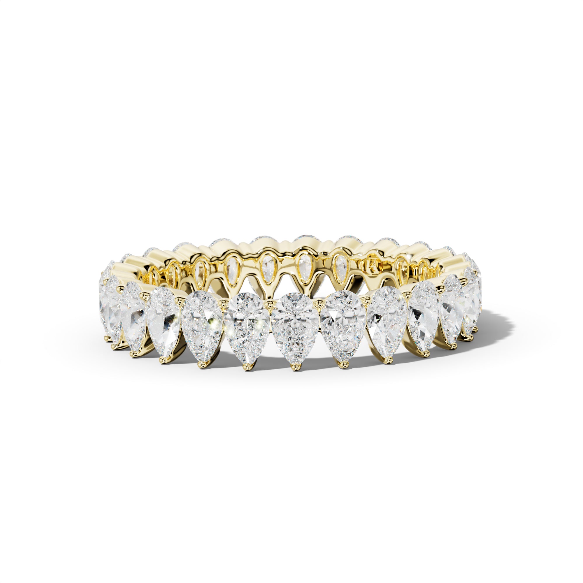 3.0 Carat Pear Shape Diamond Eternity Band Shared Prong  Low-Set Design