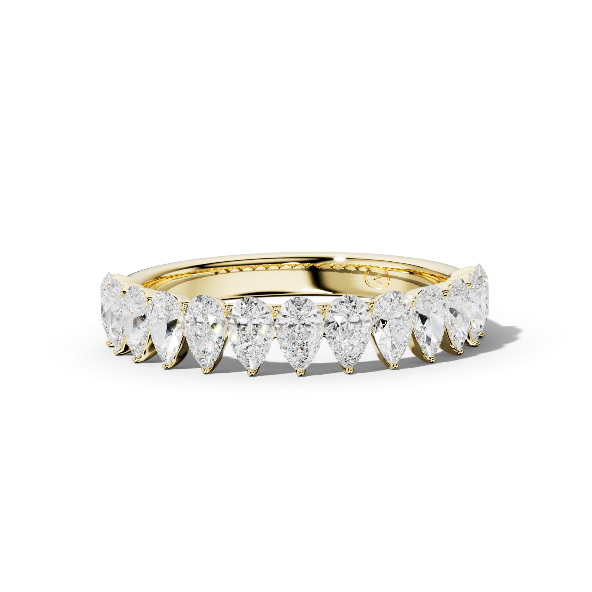 1.0 Carat Pear Shape Diamond Half Anniversary Band Shared Prong  Low-Set Design