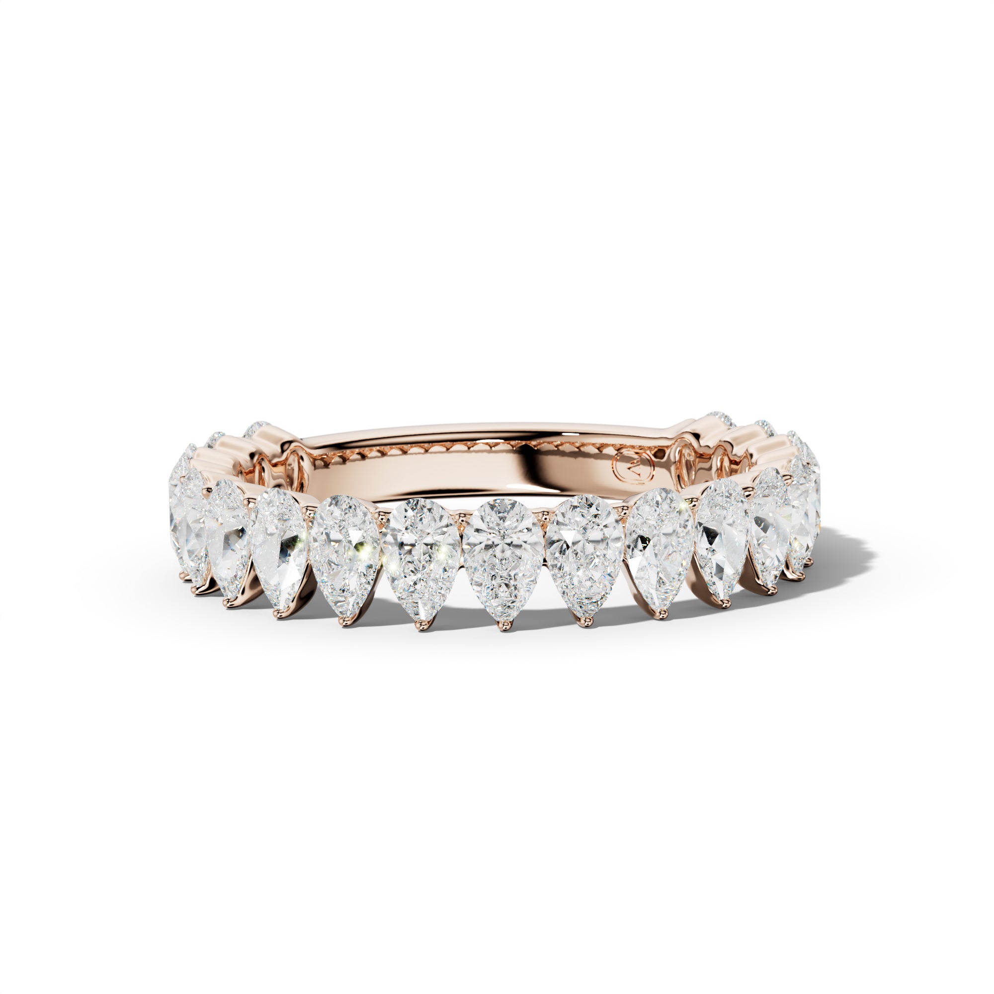 2.0 Carat Pear Shape Diamond 3/4 Anniversary Band Shared Prong  Low-Set Design