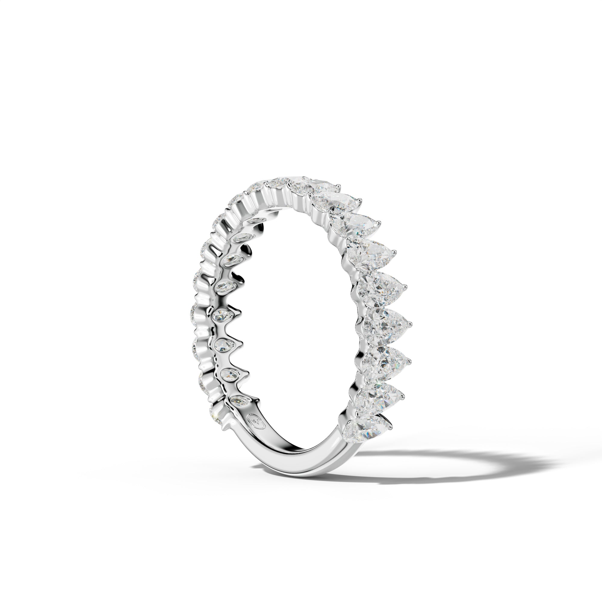 2.0 Carat Pear Shape Diamond 3/4 Anniversary Band Shared Prong  Low-Set Design