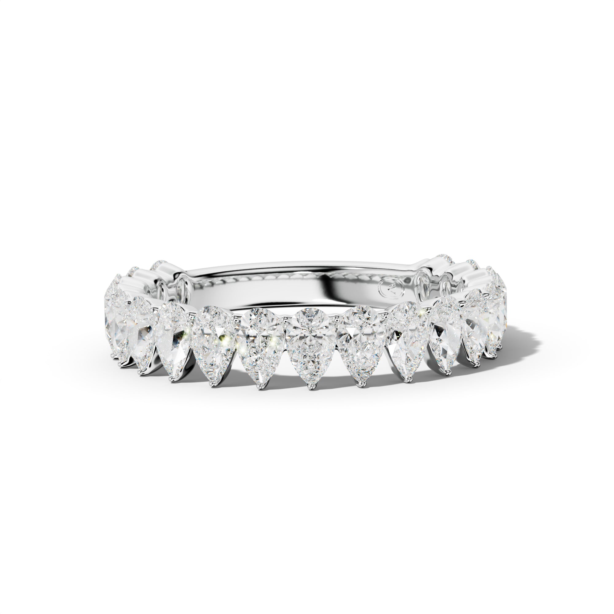 2.0 Carat Pear Shape Diamond 3/4 Anniversary Band Shared Prong  Low-Set Design