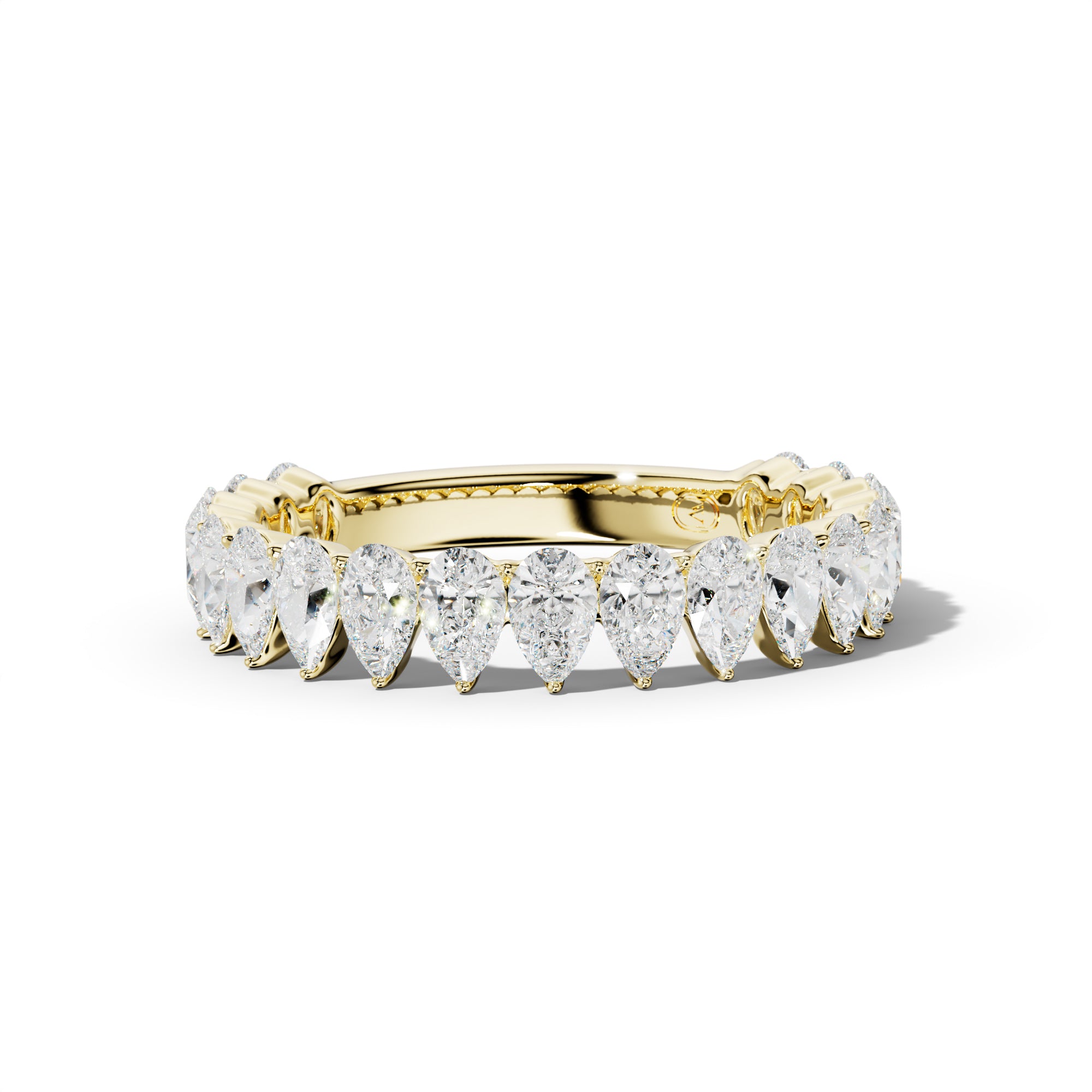 2.0 Carat Pear Shape Diamond 3/4 Anniversary Band Shared Prong  Low-Set Design