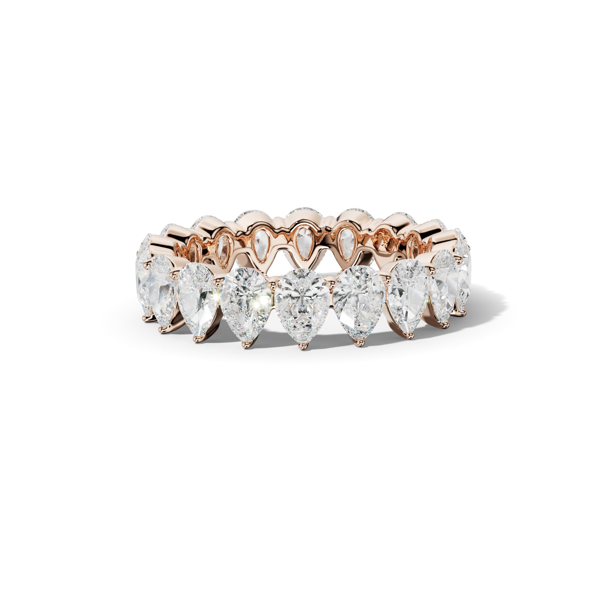 4.0 Carat Pear Shape Diamond Eternity Band Shared Prong  Low-Set Design