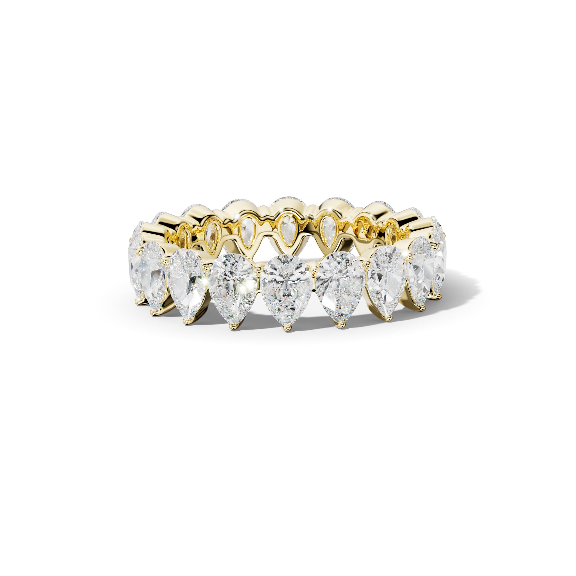 4.0 Carat Pear Shape Diamond Eternity Band Shared Prong  Low-Set Design
