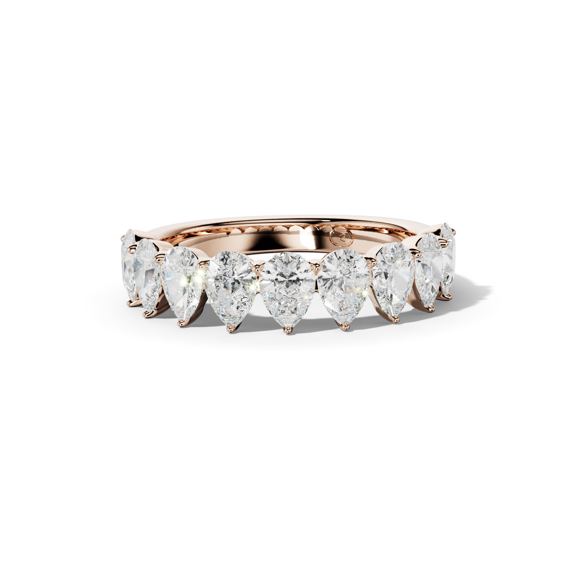 2.0 Carat Pear Shape Diamond Half Anniversary Band Shared Prong  Low-Set Design