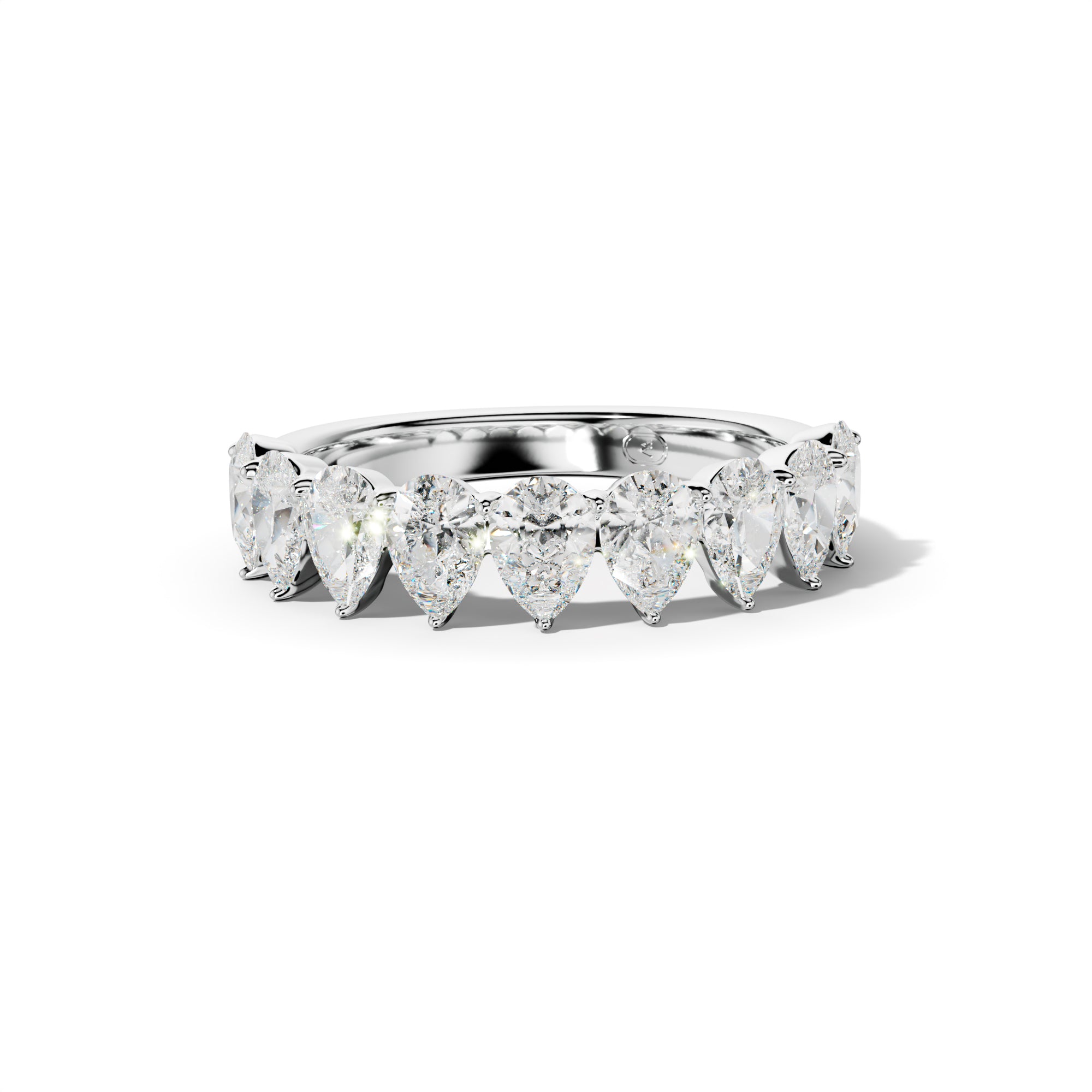 2.0 Carat Pear Shape Diamond Half Anniversary Band Shared Prong  Low-Set Design