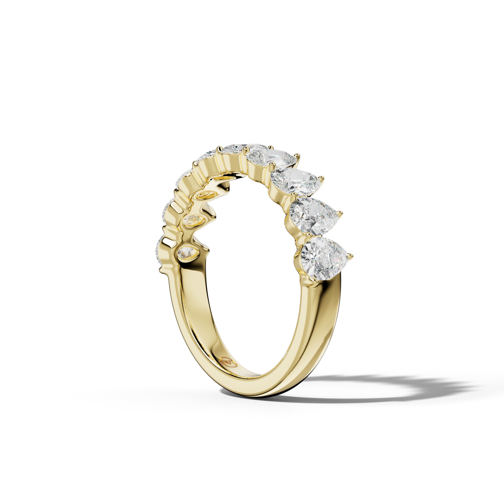 2.0 Carat Pear Shape Diamond Half Anniversary Band Shared Prong  Low-Set Design