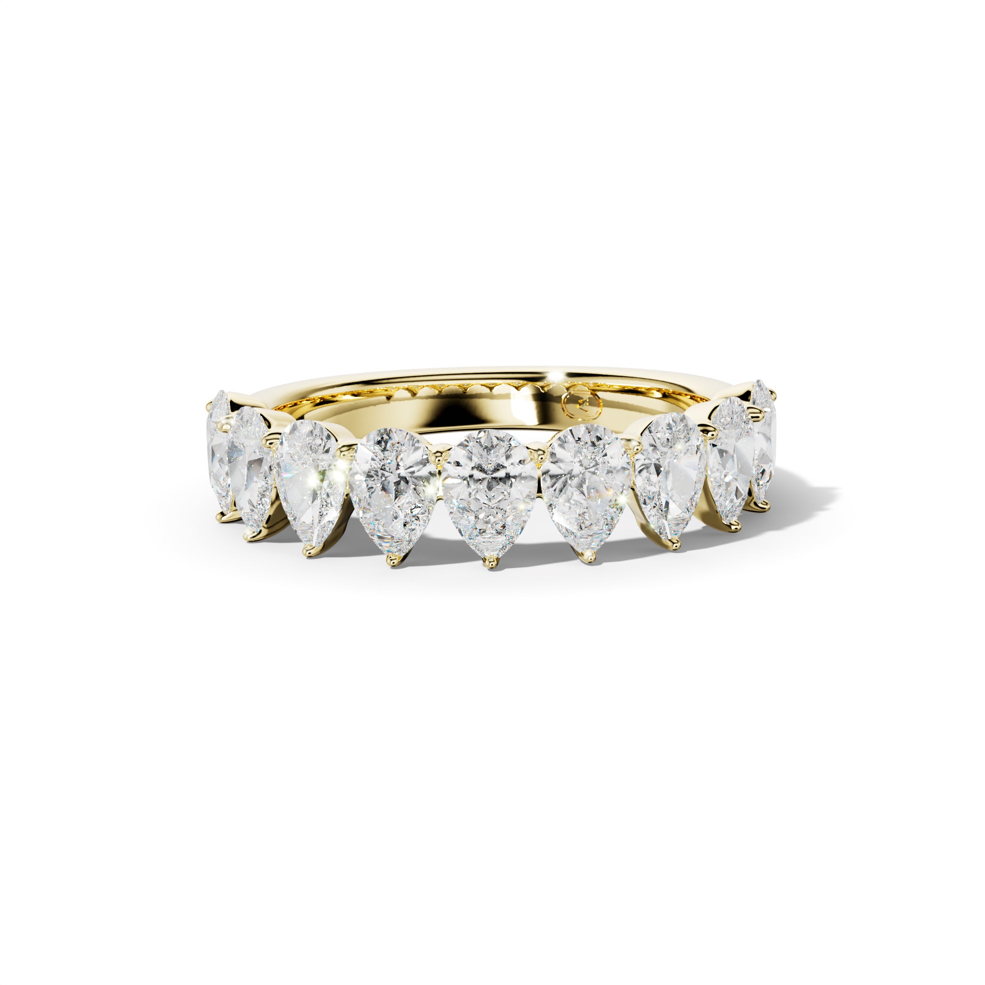 2.0 Carat Pear Shape Diamond Half Anniversary Band Shared Prong  Low-Set Design