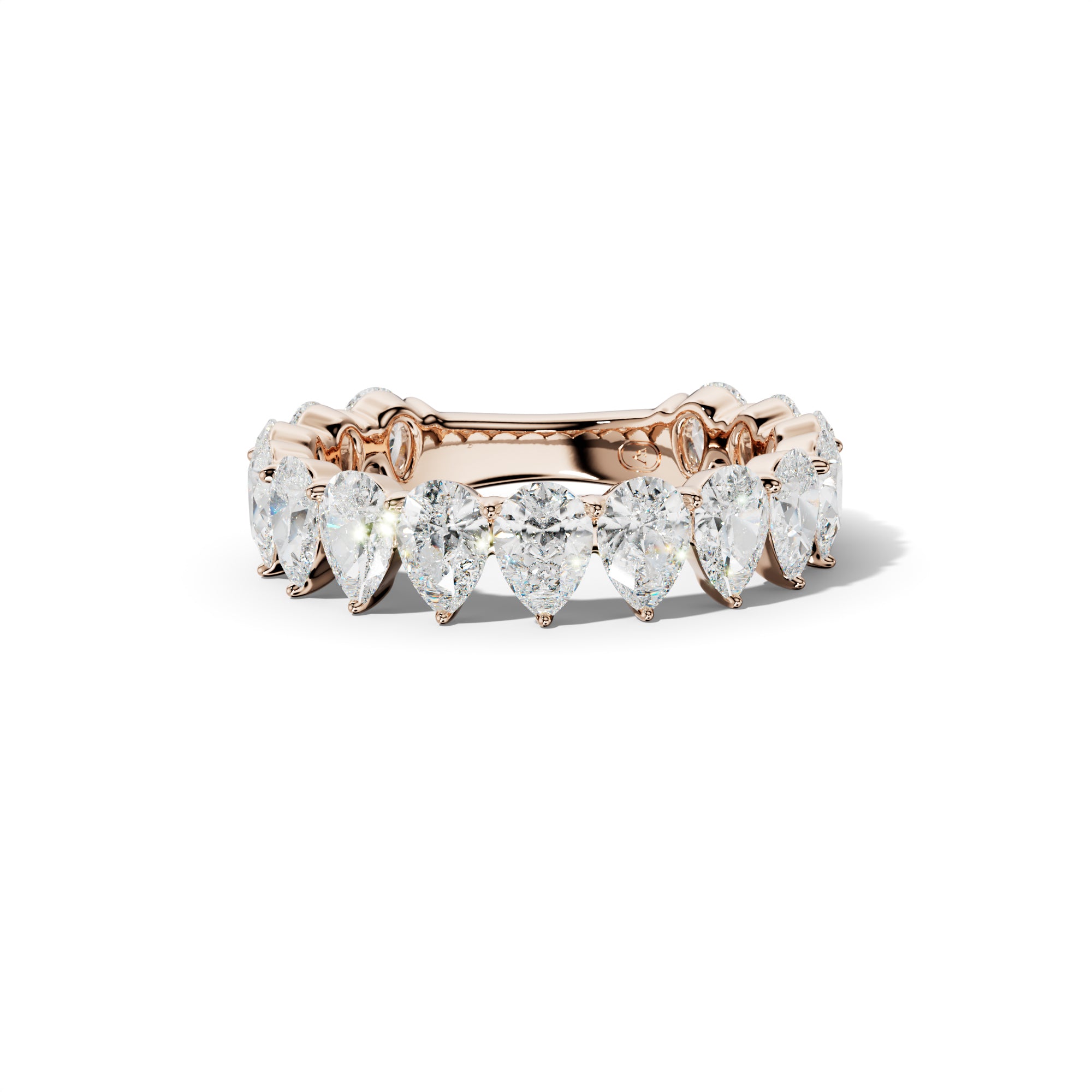 4.0 Carat Pear Shape Diamond 3/4 Anniversary Band Shared Prong  Low-Set Design