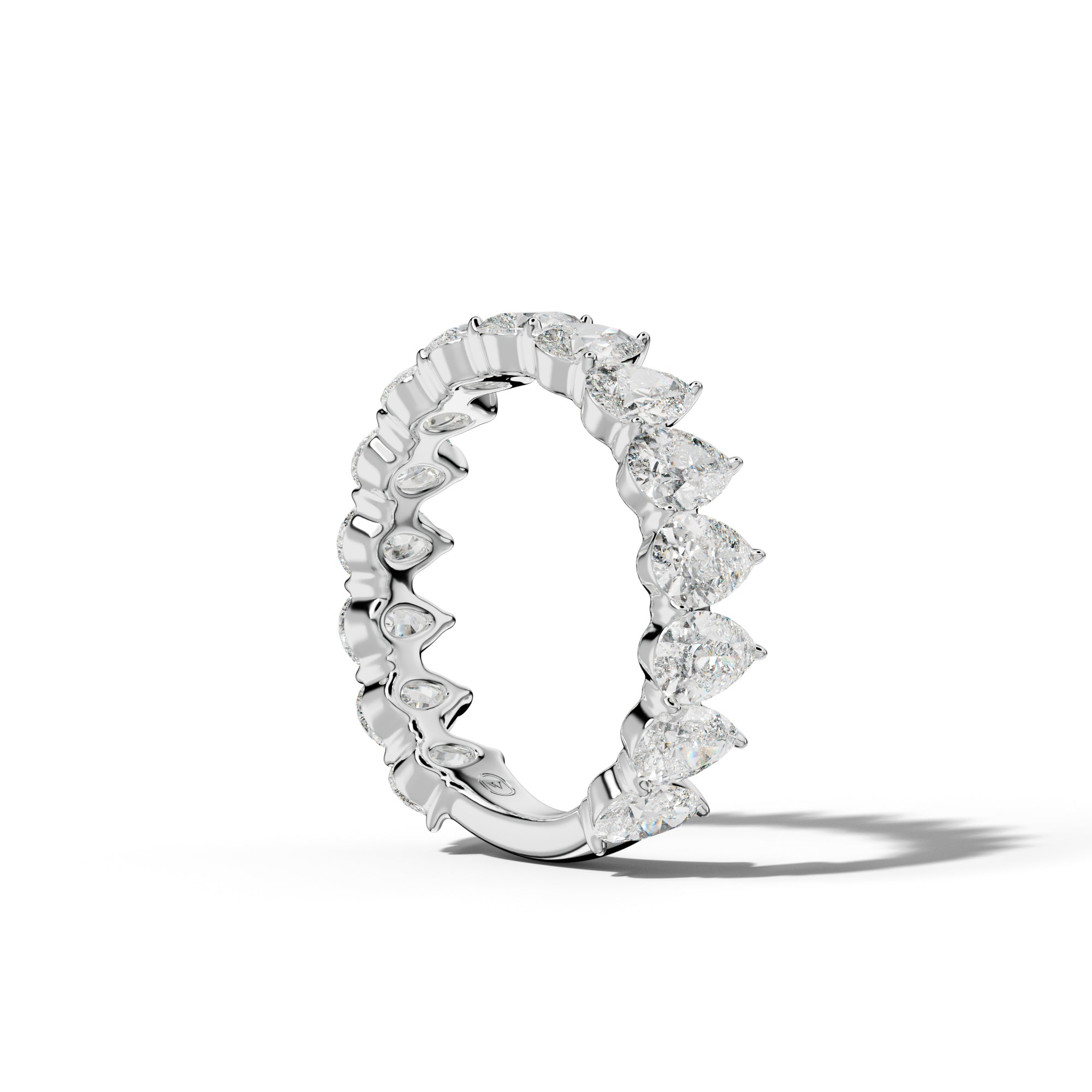 4.0 Carat Pear Shape Diamond 3/4 Anniversary Band Shared Prong  Low-Set Design