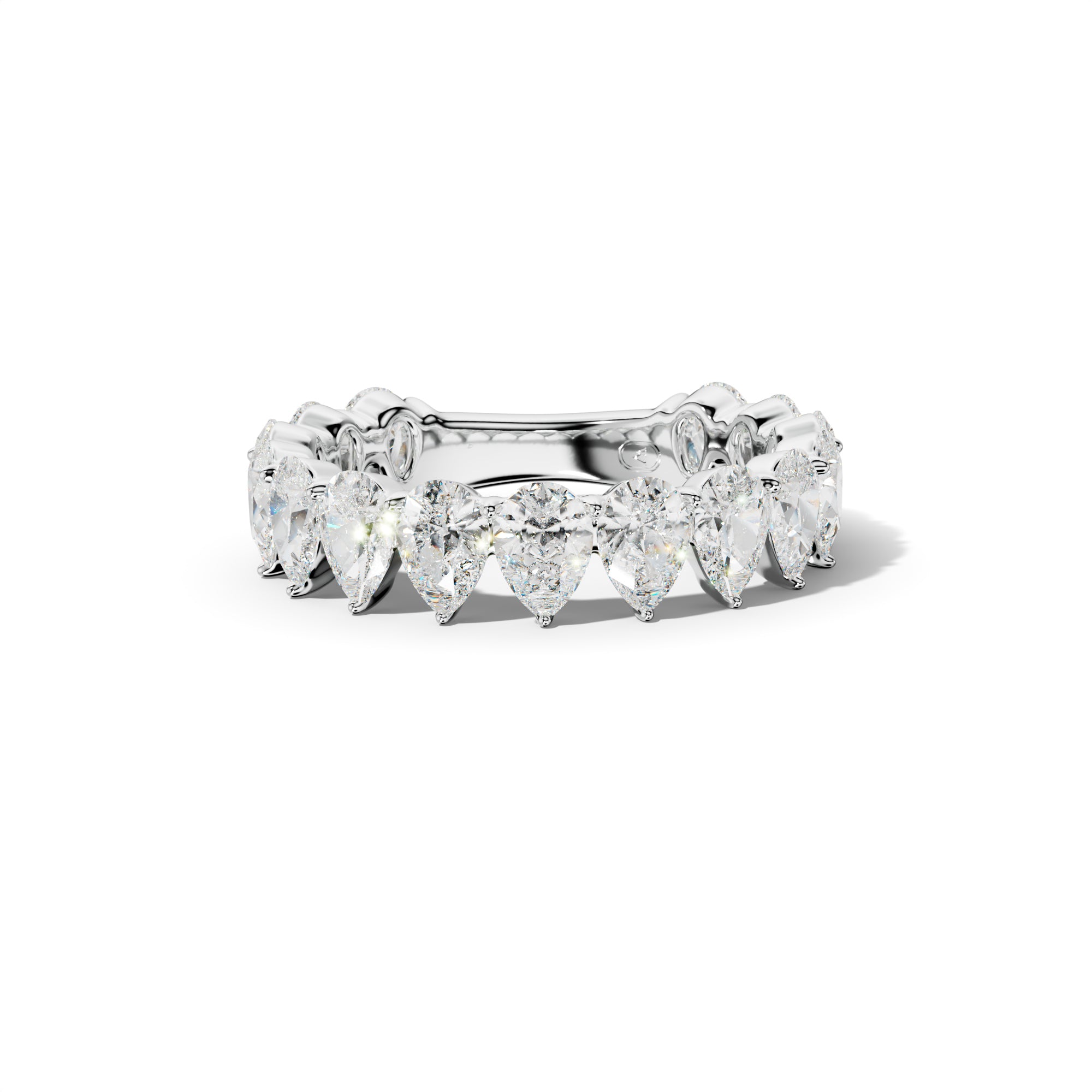 4.0 Carat Pear Shape Diamond 3/4 Anniversary Band Shared Prong  Low-Set Design