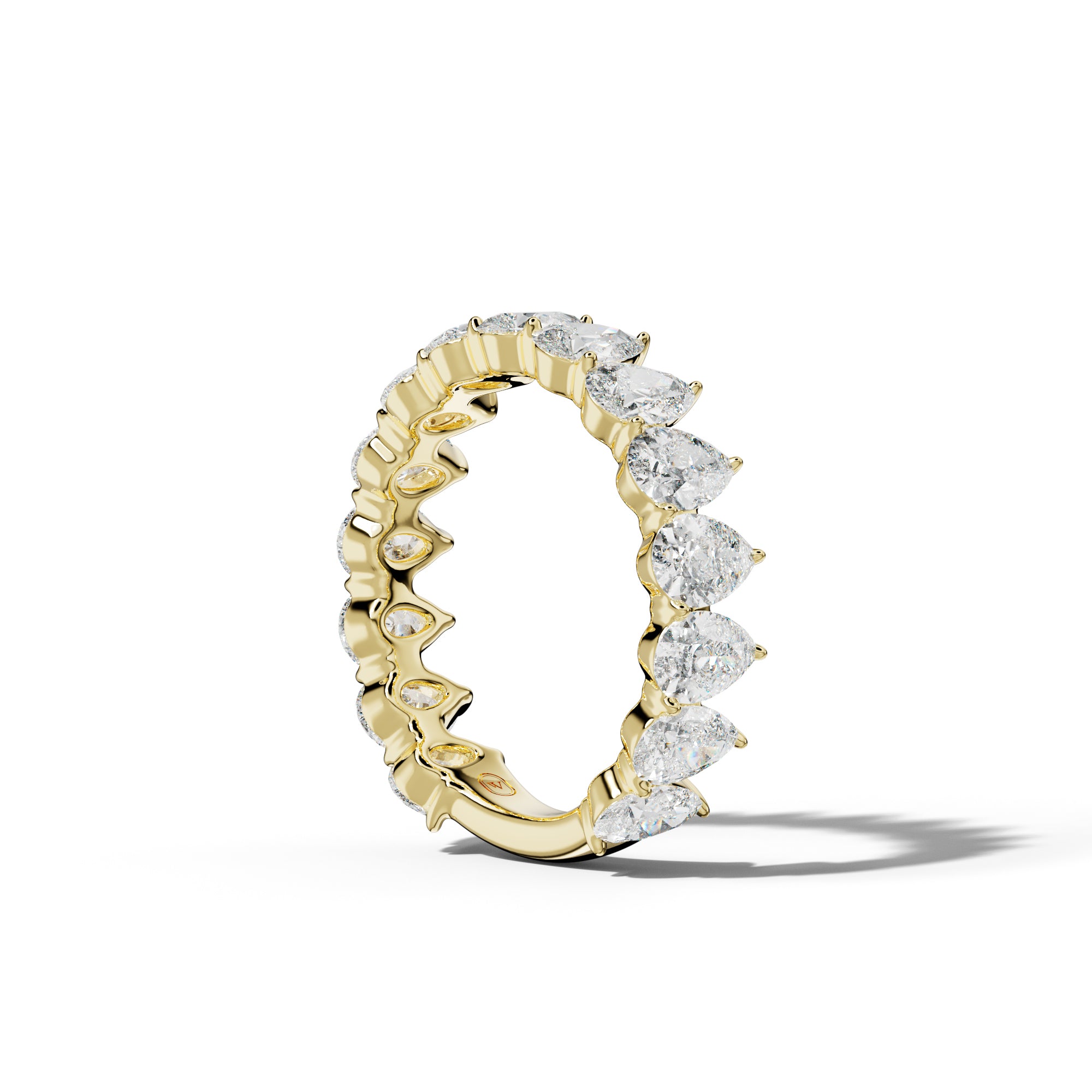 4.0 Carat Pear Shape Diamond 3/4 Anniversary Band Shared Prong  Low-Set Design
