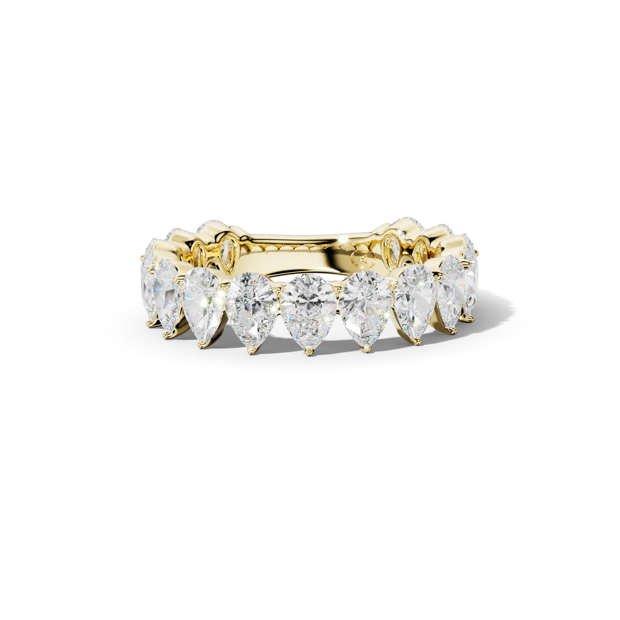 4.0 Carat Pear Shape Diamond 3/4 Anniversary Band Shared Prong  Low-Set Design