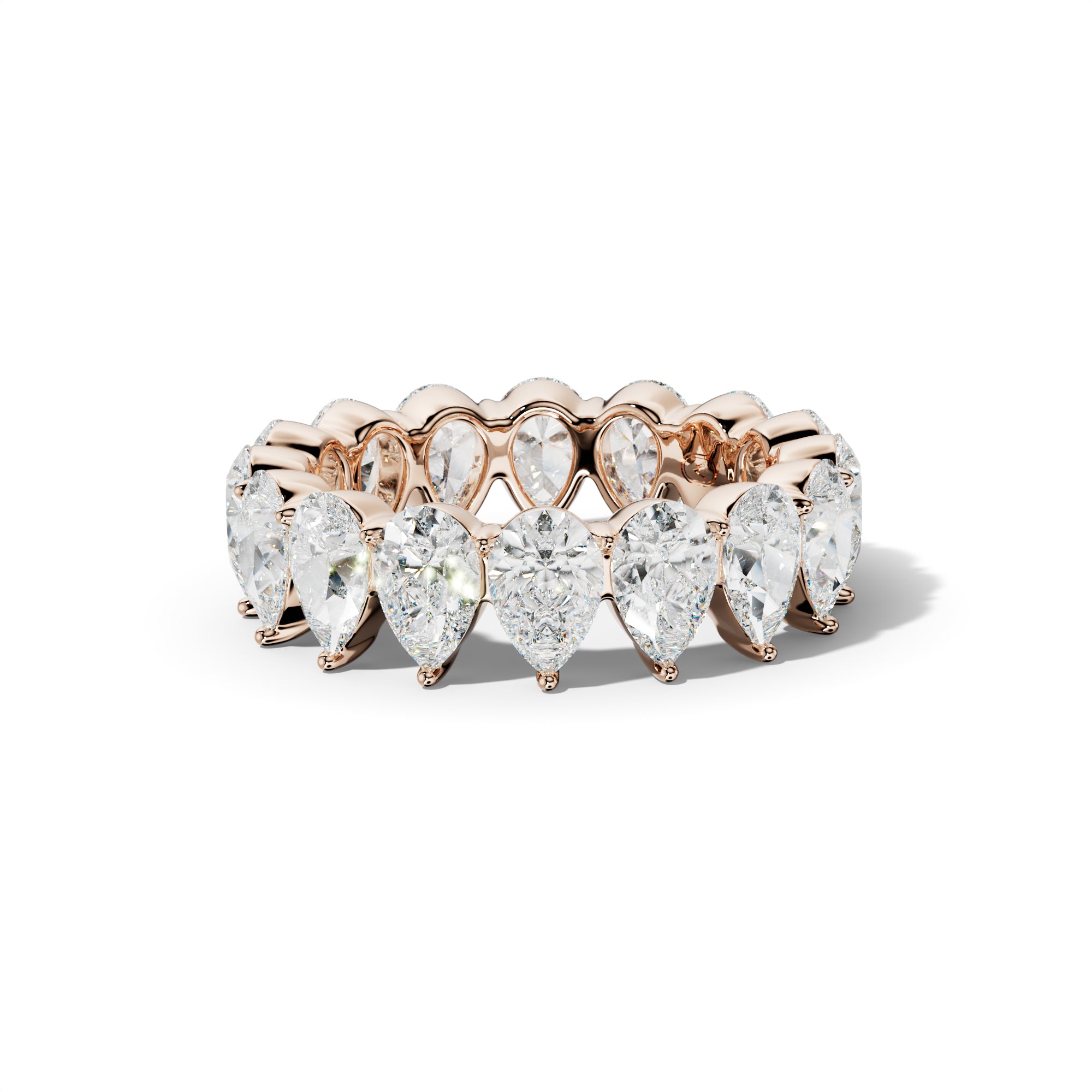 6.0 Carat Pear Shape Diamond Eternity Band Shared Prong  Low-Set Design