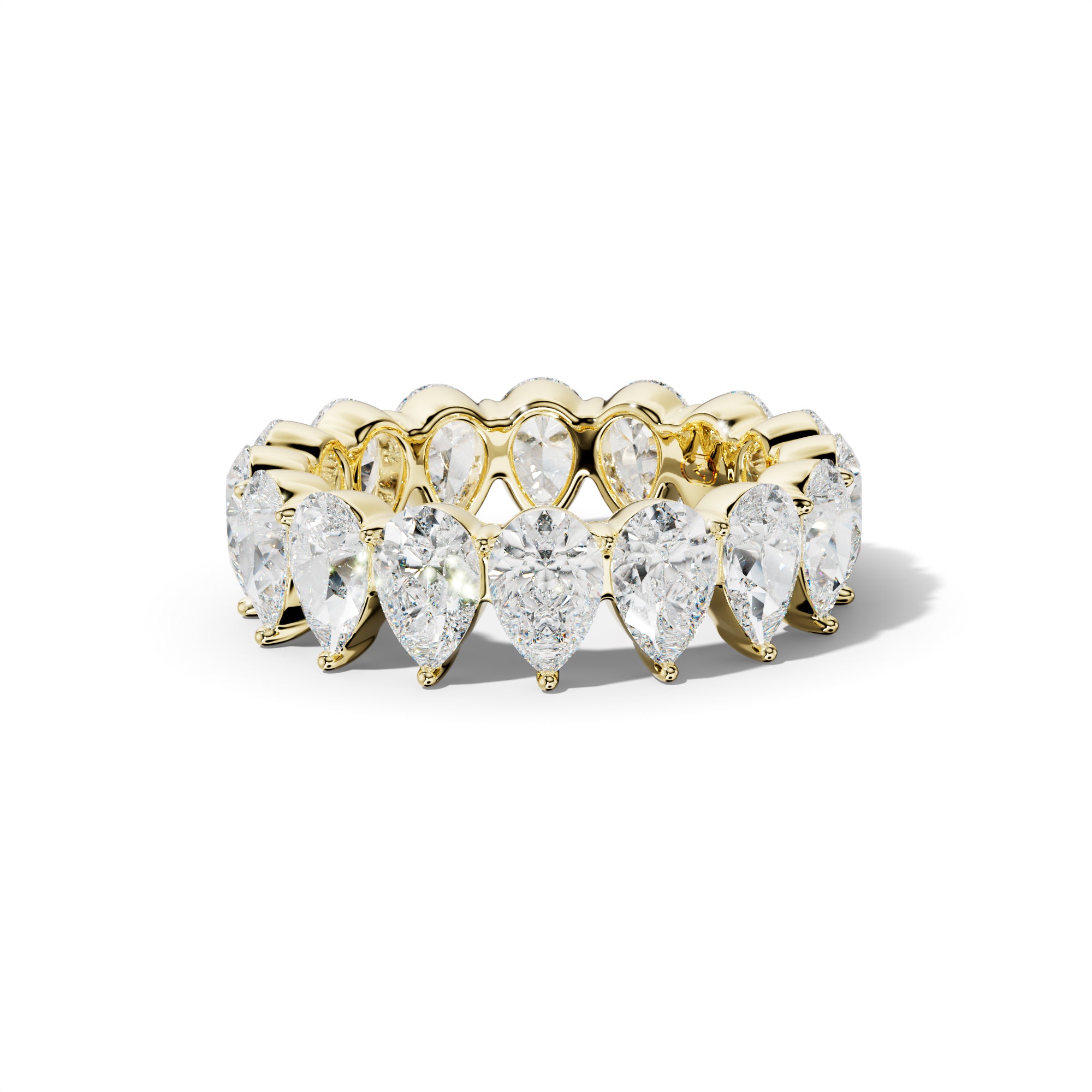6.0 Carat Pear Shape Diamond Eternity Band Shared Prong  Low-Set Design