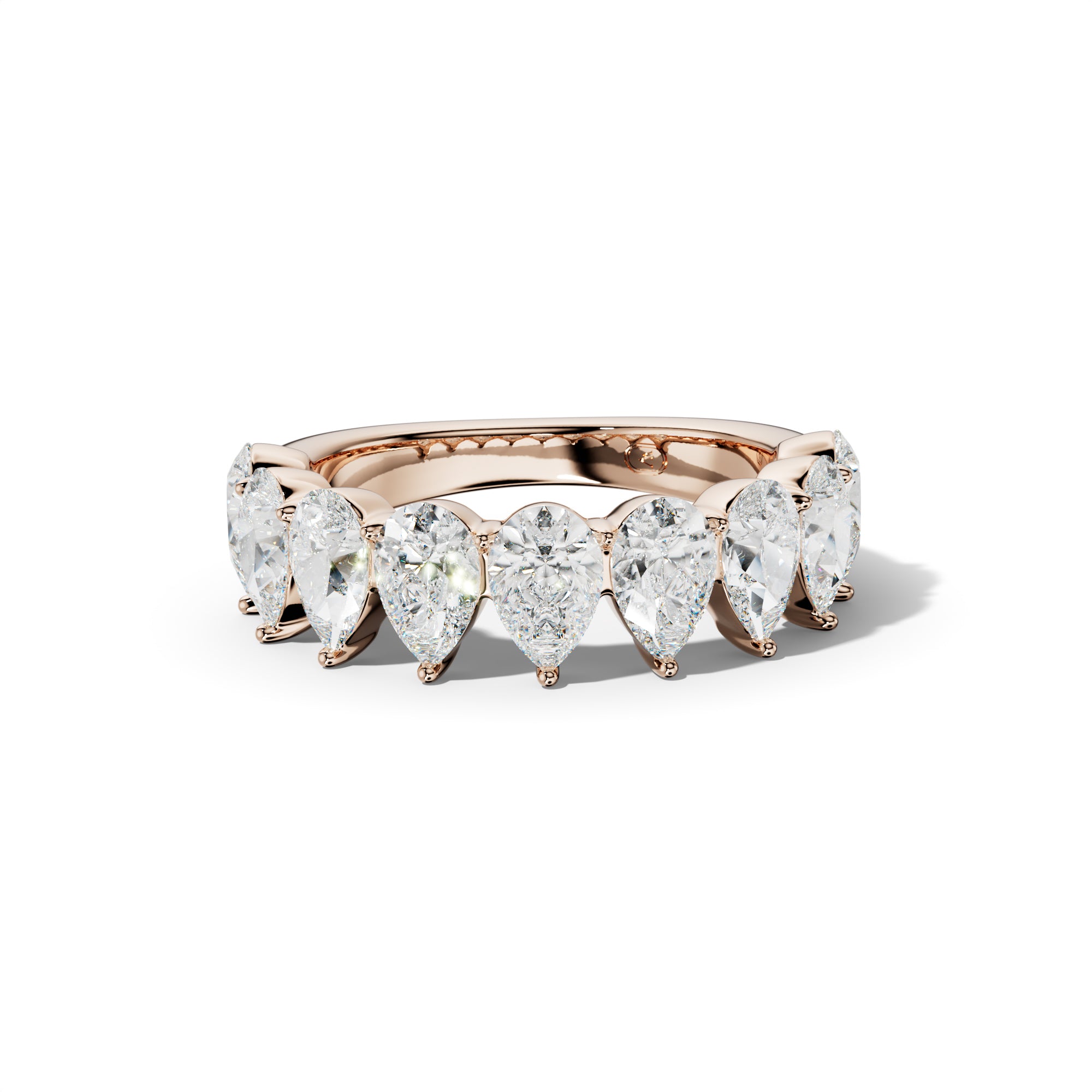 3.0 Carat Pear Shape Diamond Half Anniversary Band Shared Prong  Low-Set Design