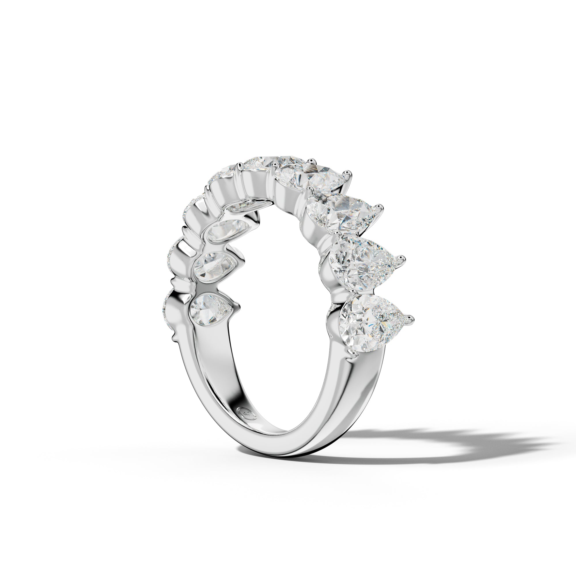3.0 Carat Pear Shape Diamond Half Anniversary Band Shared Prong  Low-Set Design
