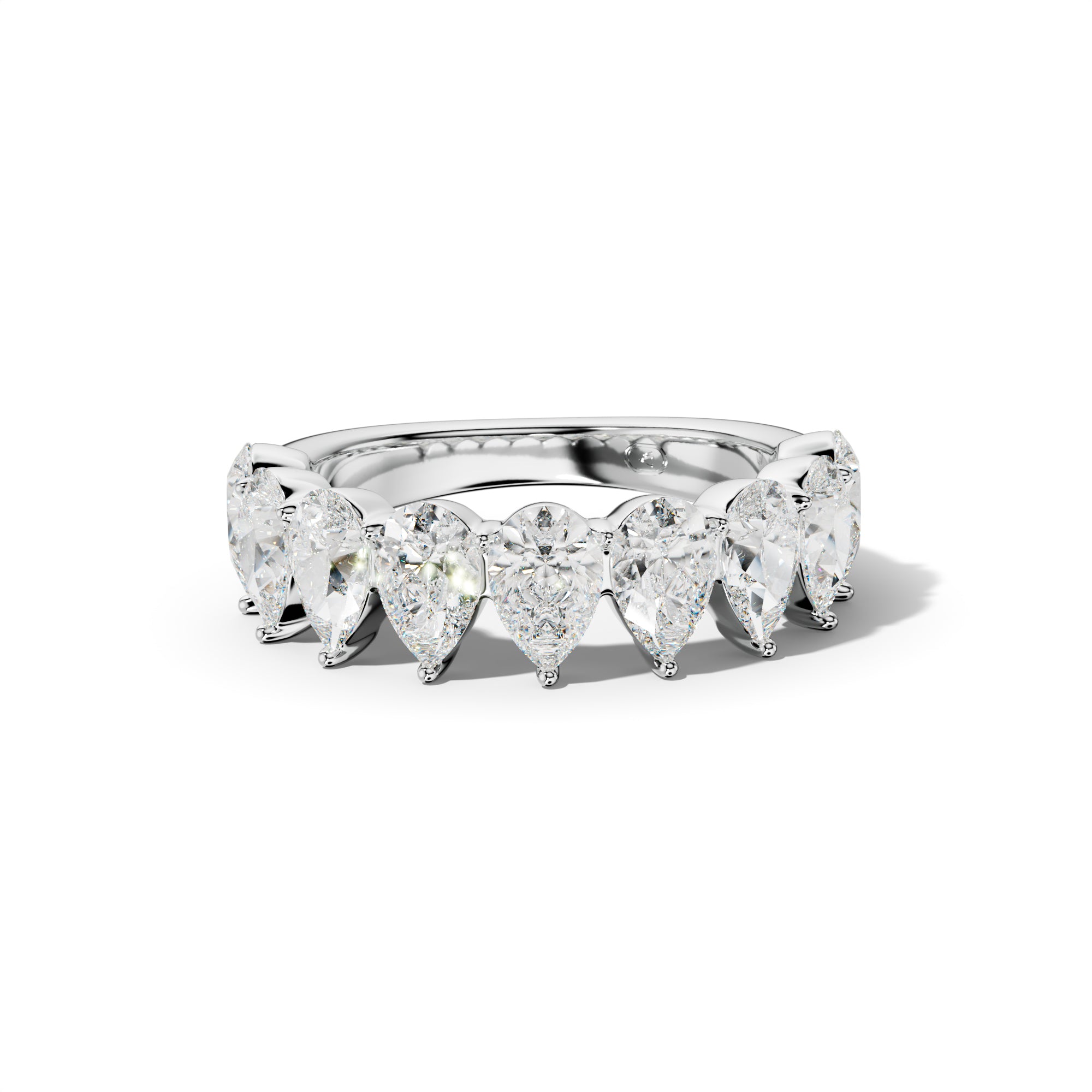3.0 Carat Pear Shape Diamond Half Anniversary Band Shared Prong  Low-Set Design