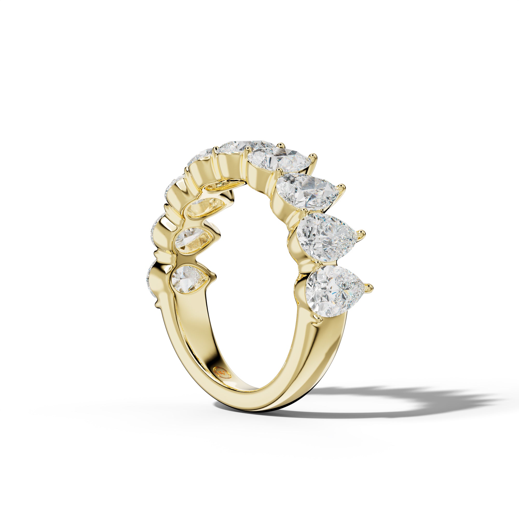 3.0 Carat Pear Shape Diamond Half Anniversary Band Shared Prong  Low-Set Design