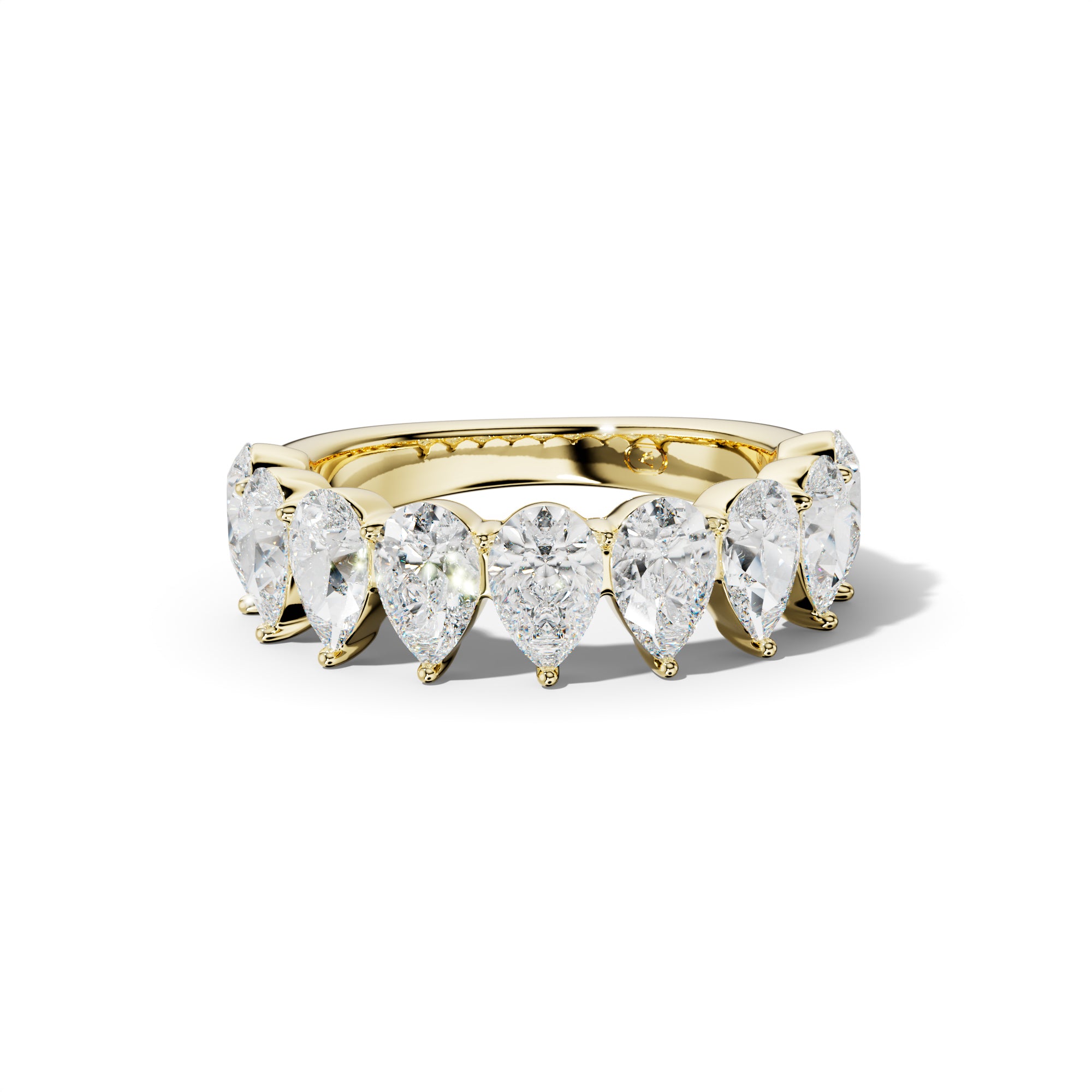 3.0 Carat Pear Shape Diamond Half Anniversary Band Shared Prong  Low-Set Design