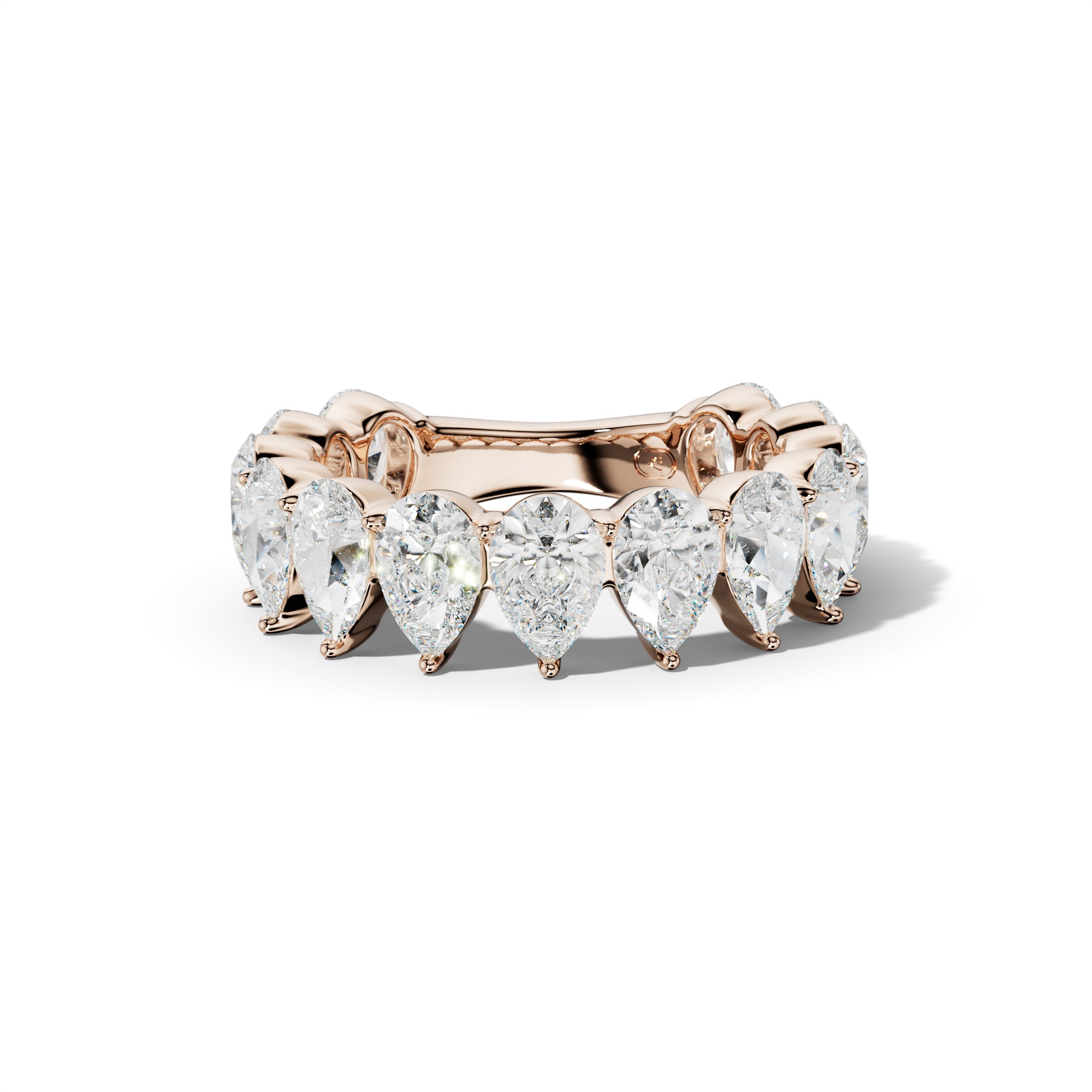 5.0 Carat Pear Shape Diamond 3/4 Anniversary Band Shared Prong  Low-Set Design