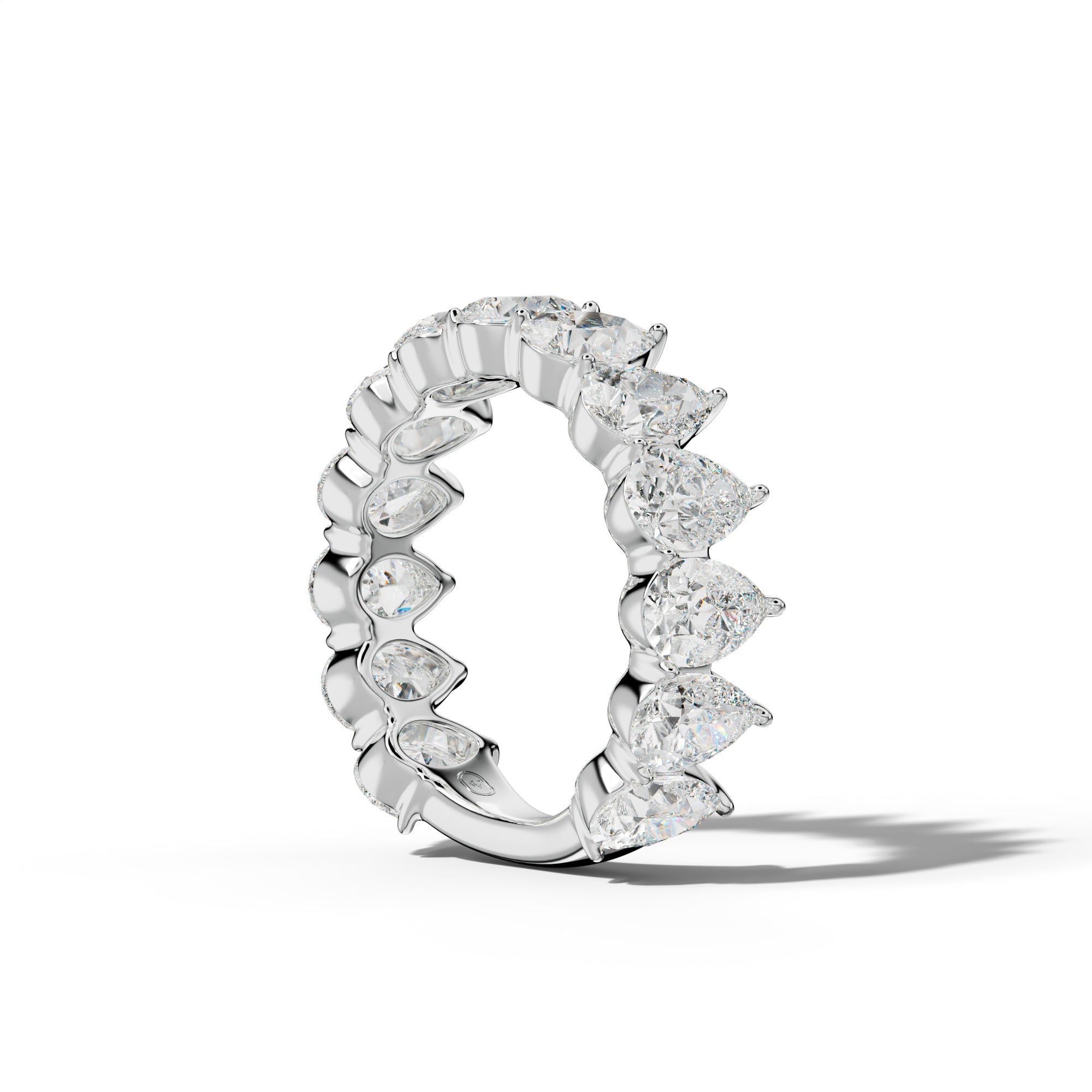 5.0 Carat Pear Shape Diamond 3/4 Anniversary Band Shared Prong  Low-Set Design