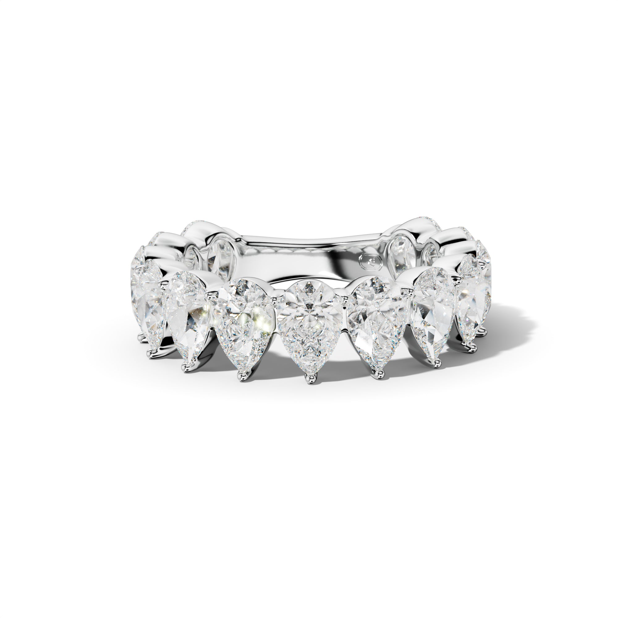 5.0 Carat Pear Shape Diamond 3/4 Anniversary Band Shared Prong  Low-Set Design