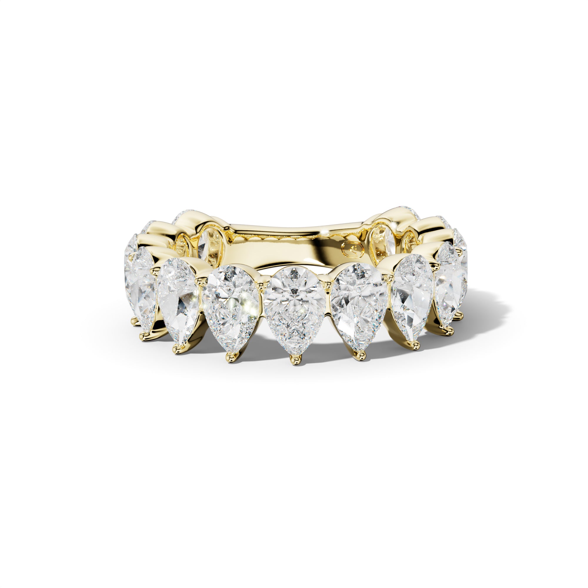 5.0 Carat Pear Shape Diamond 3/4 Anniversary Band Shared Prong  Low-Set Design