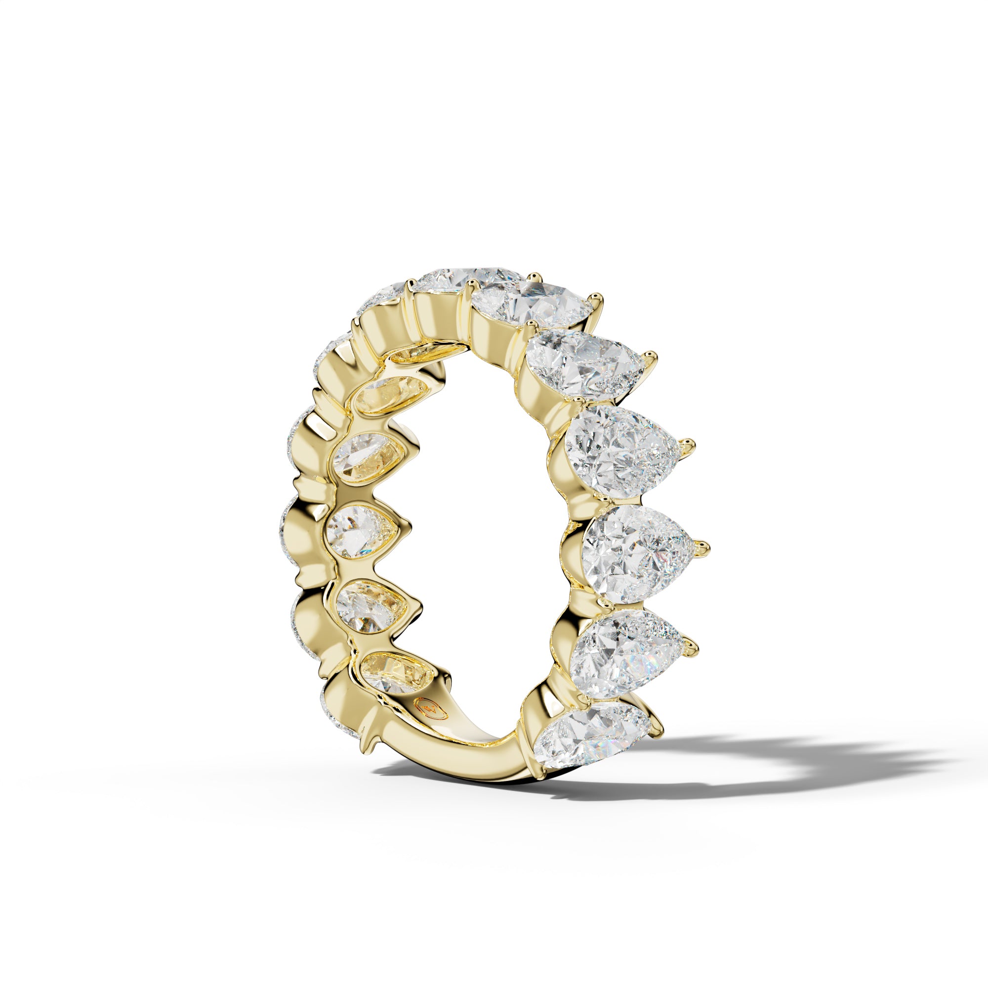 5.0 Carat Pear Shape Diamond 3/4 Anniversary Band Shared Prong  Low-Set Design