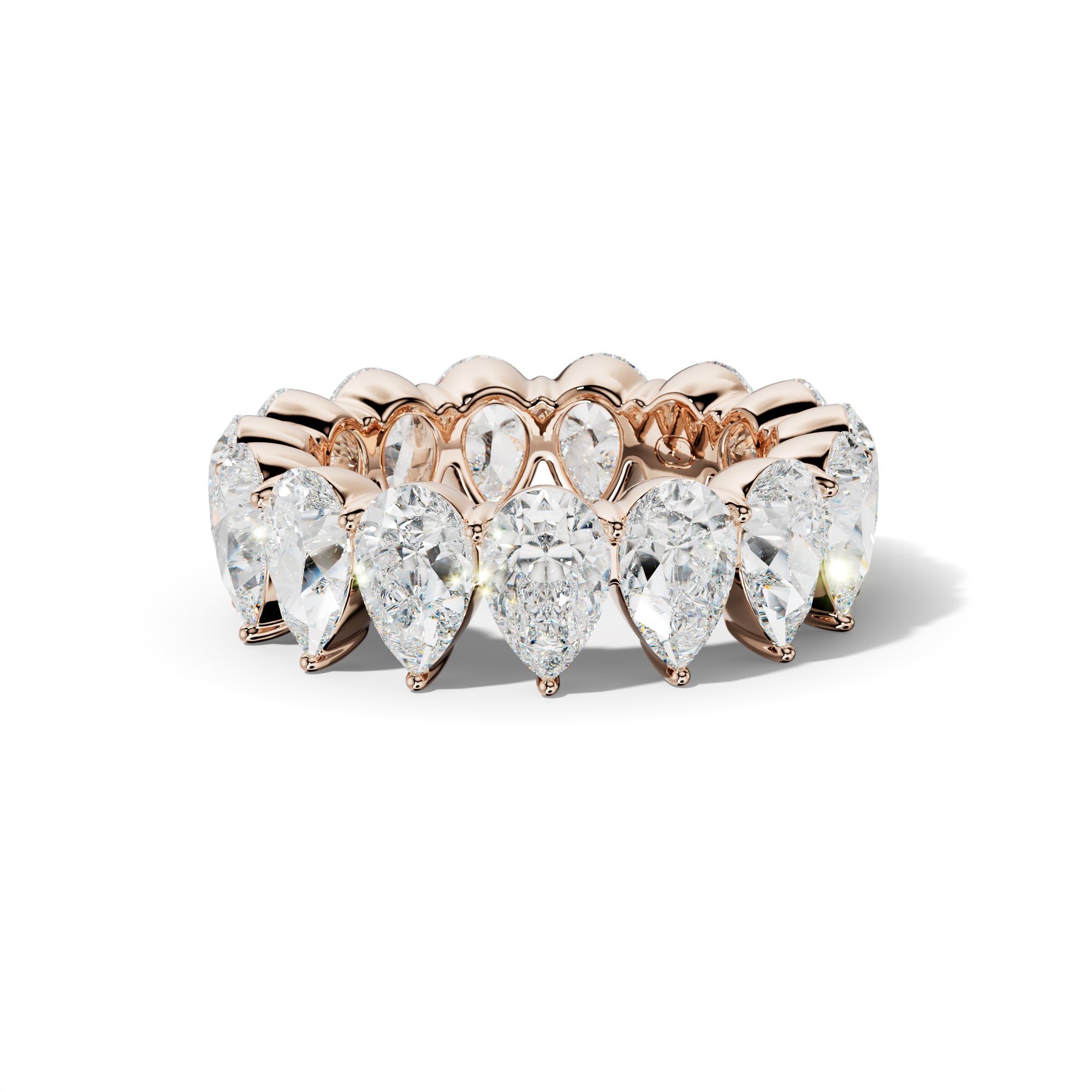 8.0 Carat Pear Shape Diamond Eternity Band Shared Prong  Low-Set Design