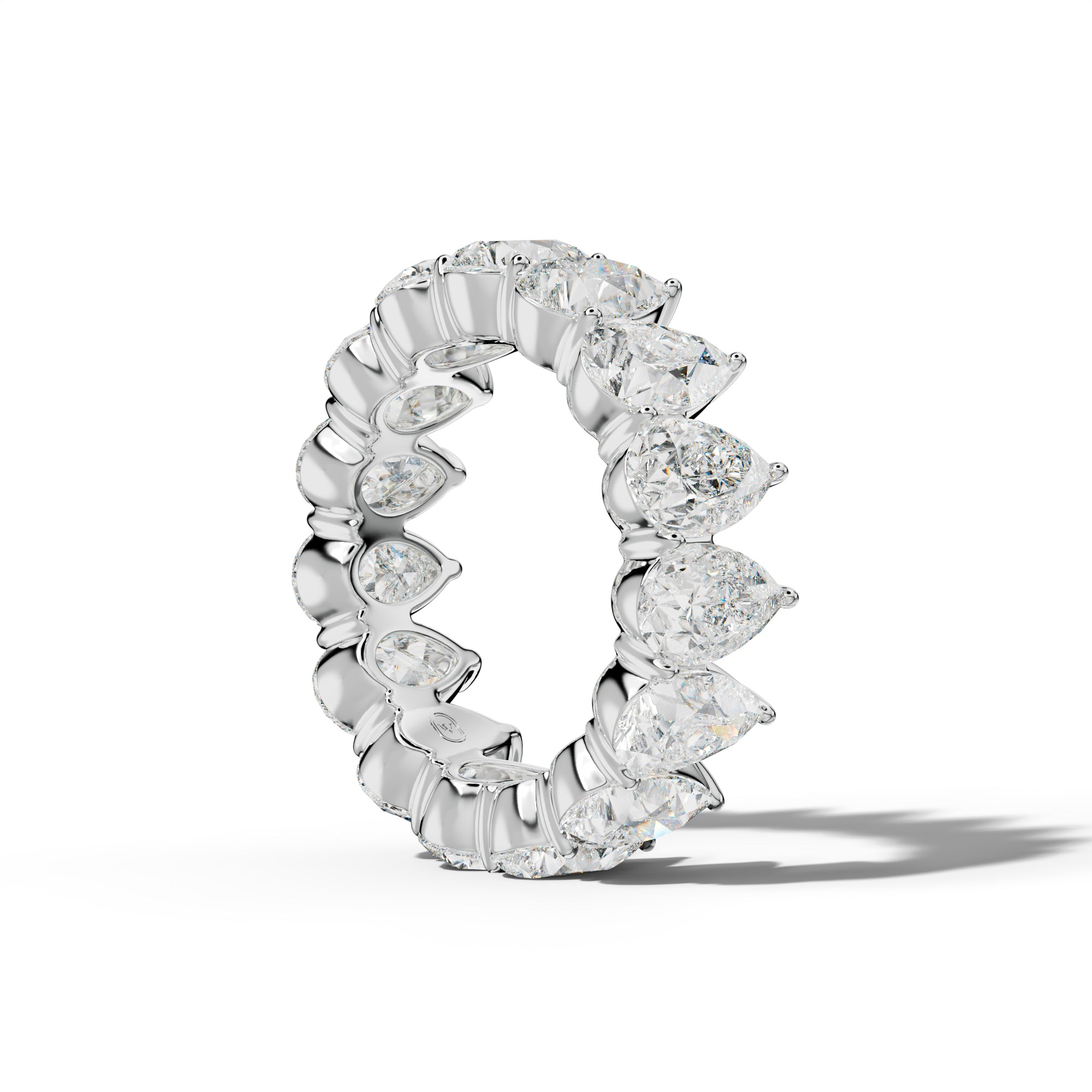 8.0 Carat Pear Shape Diamond Eternity Band Shared Prong  Low-Set Design