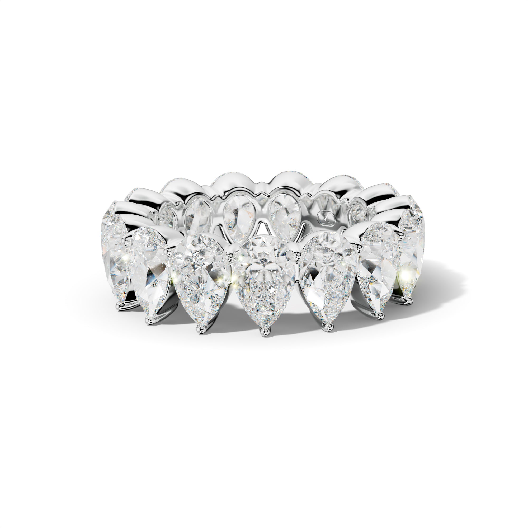 8.0 Carat Pear Shape Diamond Eternity Band Shared Prong  Low-Set Design