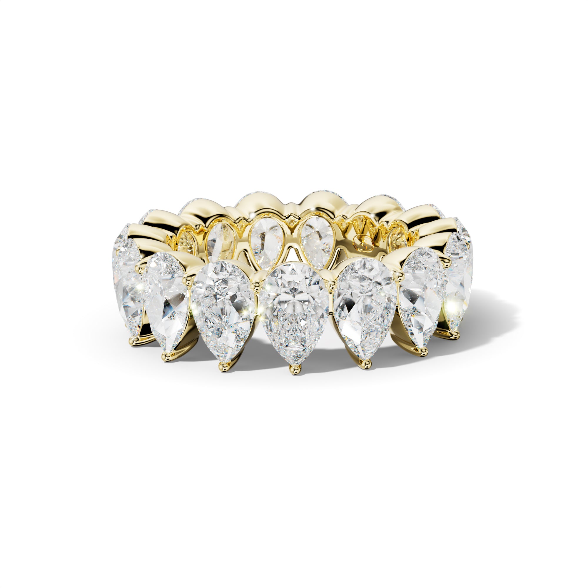 8.0 Carat Pear Shape Diamond Eternity Band Shared Prong  Low-Set Design