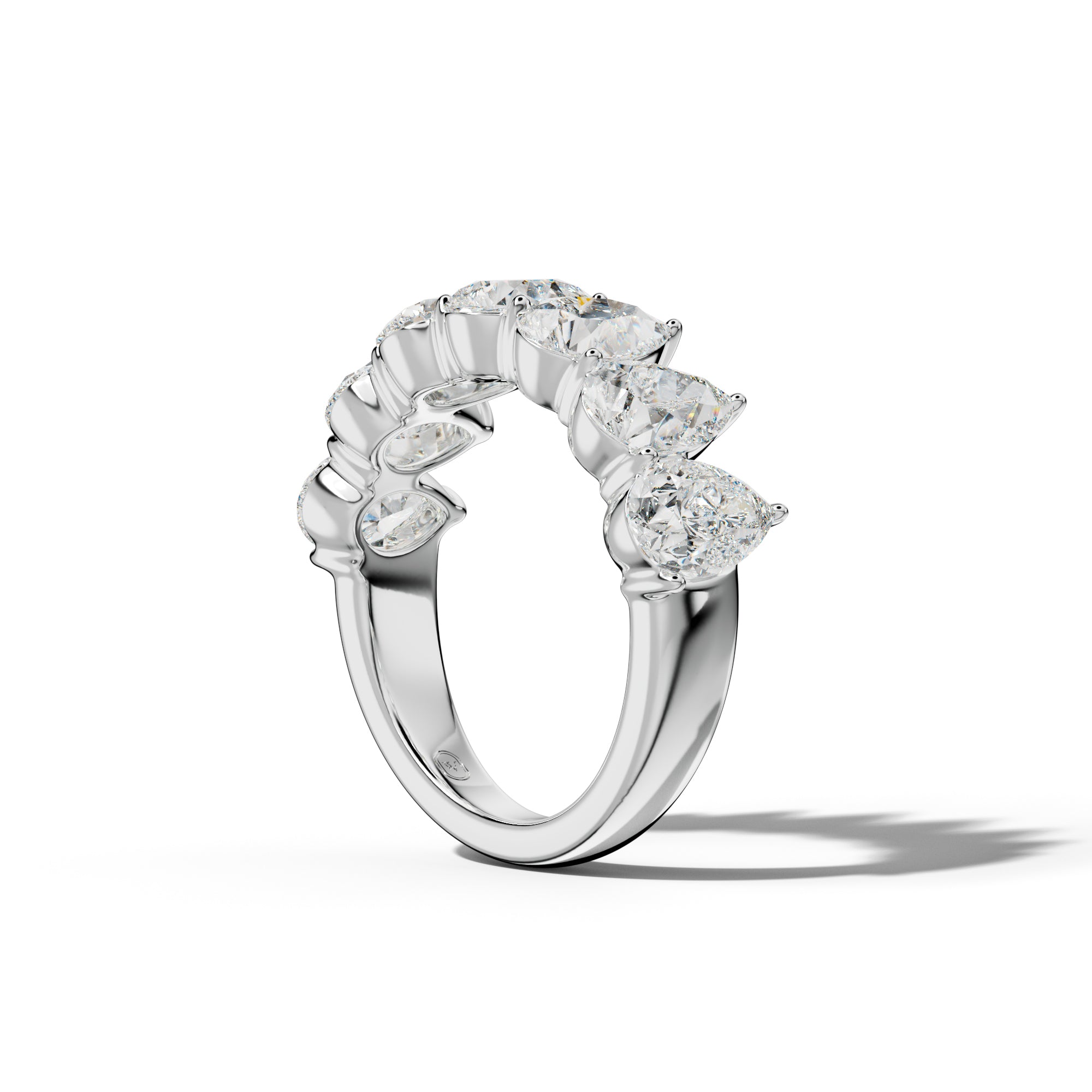 4.0 Carat Pear Shape Diamond Half Anniversary Band Shared Prong  Low-Set Design