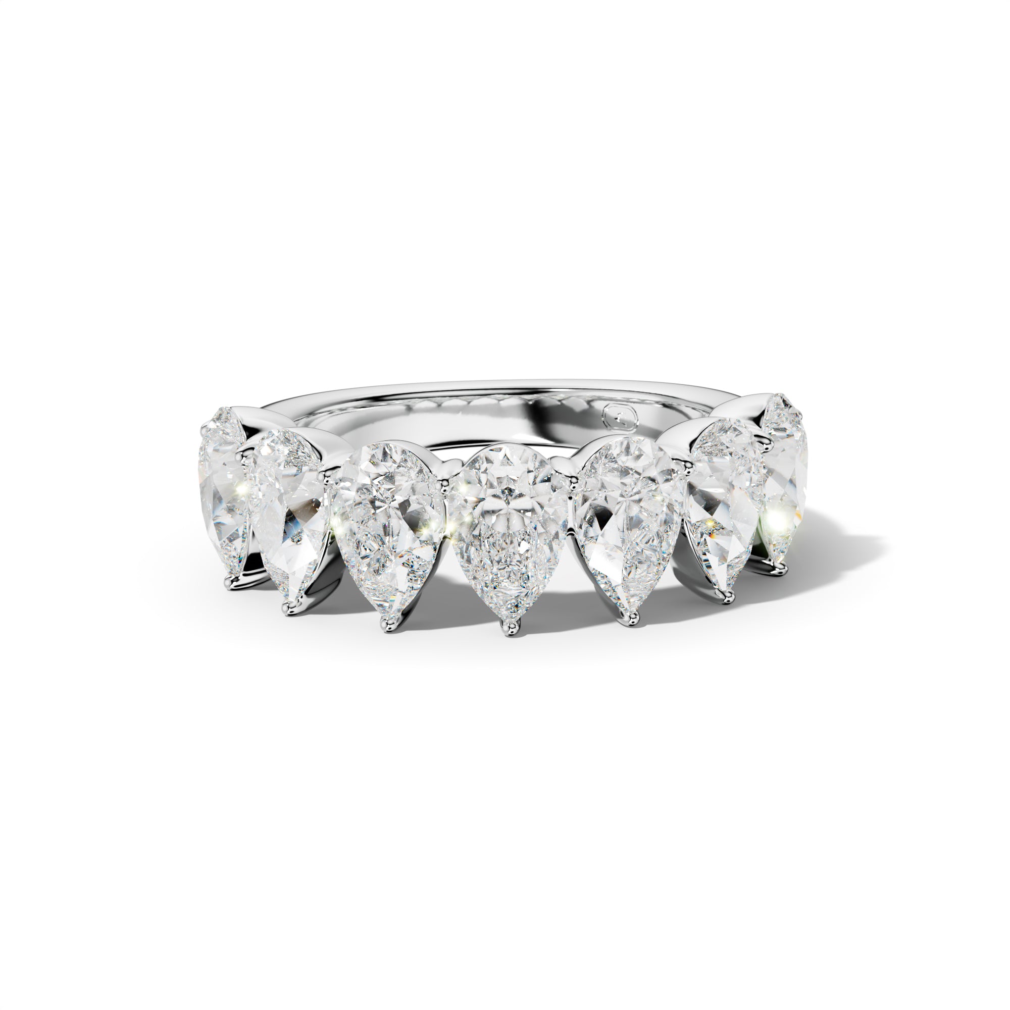 4.0 Carat Pear Shape Diamond Half Anniversary Band Shared Prong  Low-Set Design